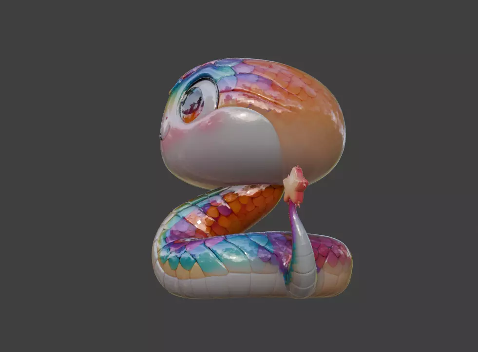 Cartoon cute snake 3D model  auspicious snake model  3D print model_2