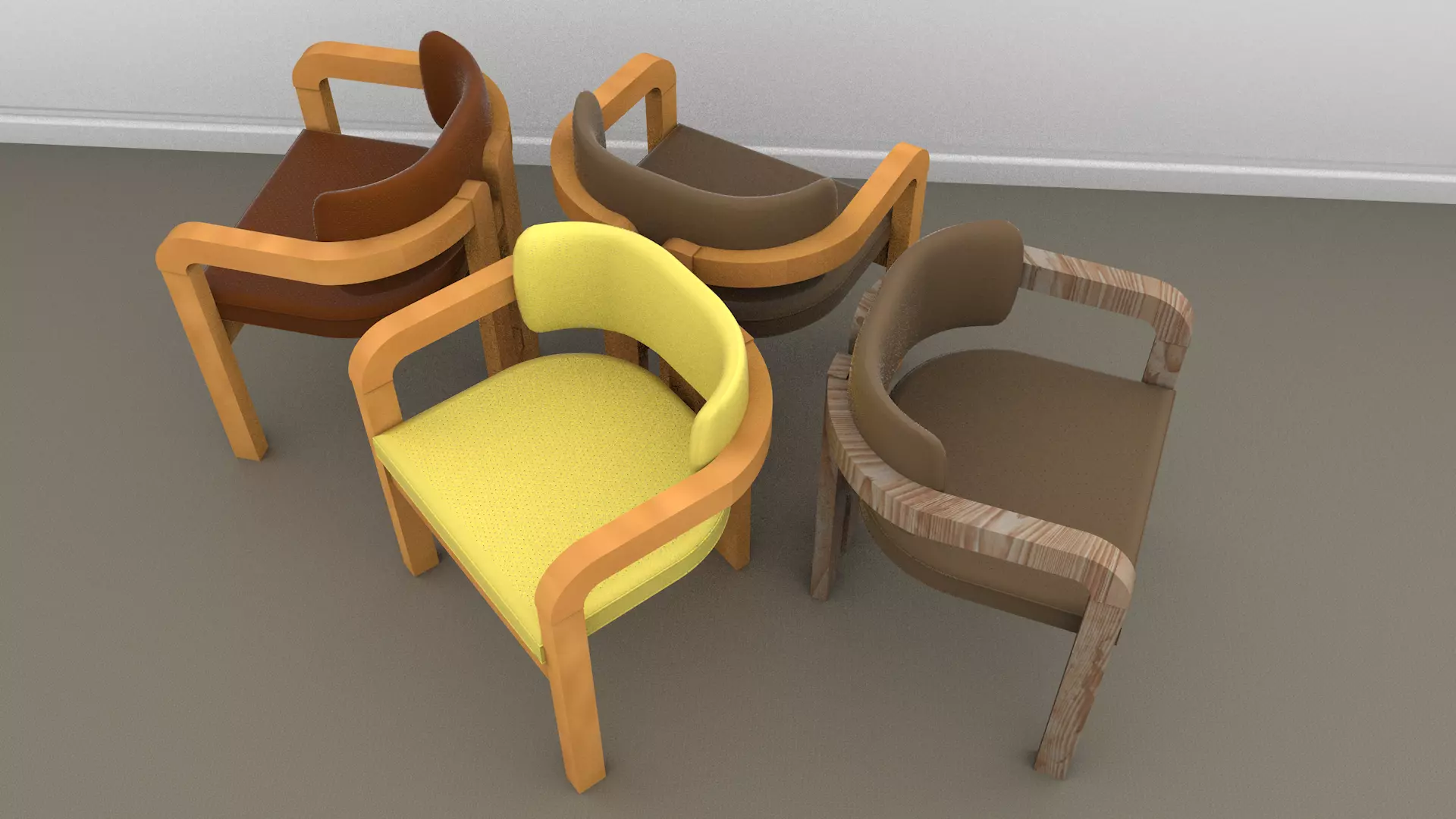 Scandinavian chairs Low-poly 3D model_9