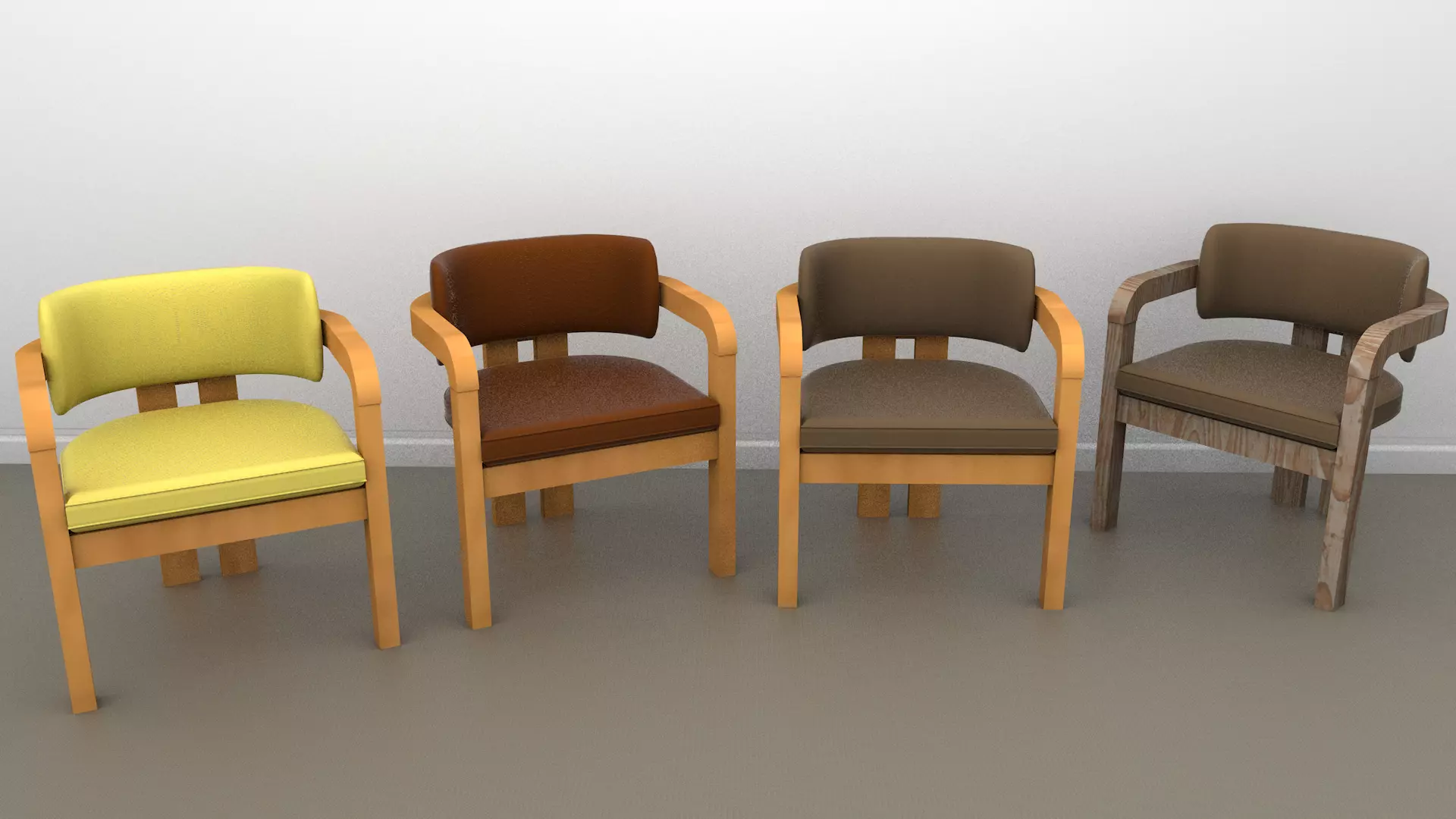Scandinavian chairs Low-poly 3D model_8