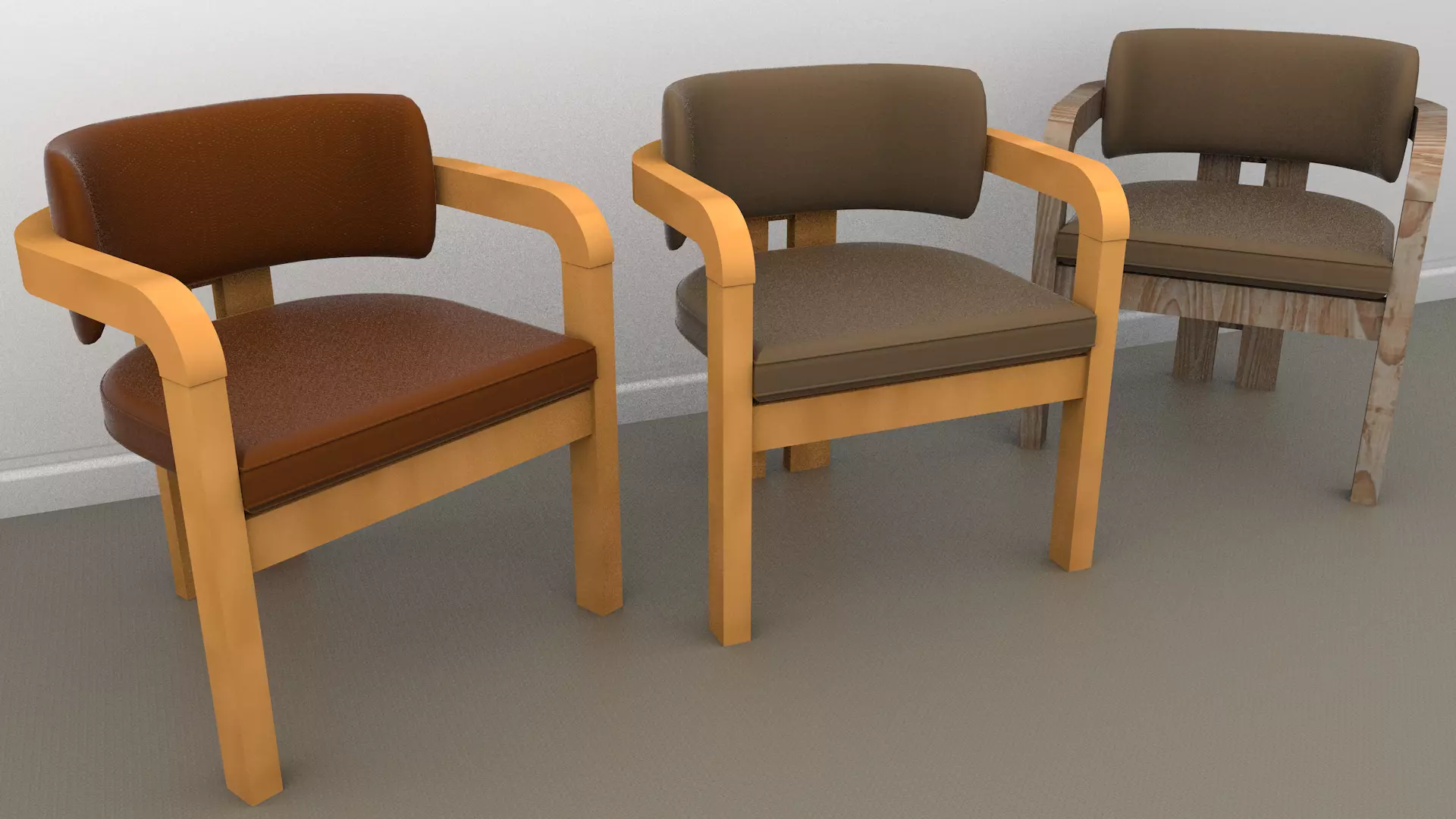 Scandinavian chairs Low-poly 3D model_7