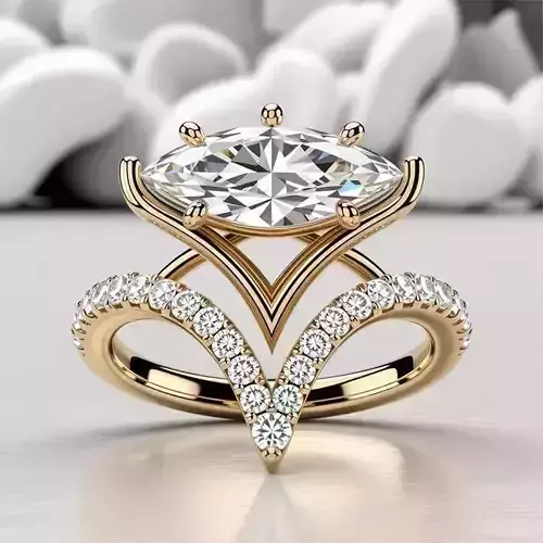 Luxury Marquise Diamond Ring 3D Jewerly Gold V-Shaped Band Pave Low-poly 3D model Luxury Marquise Diamond Ring 3D Jewerly Gold V-Shaped Band Pave Low-poly 3D model