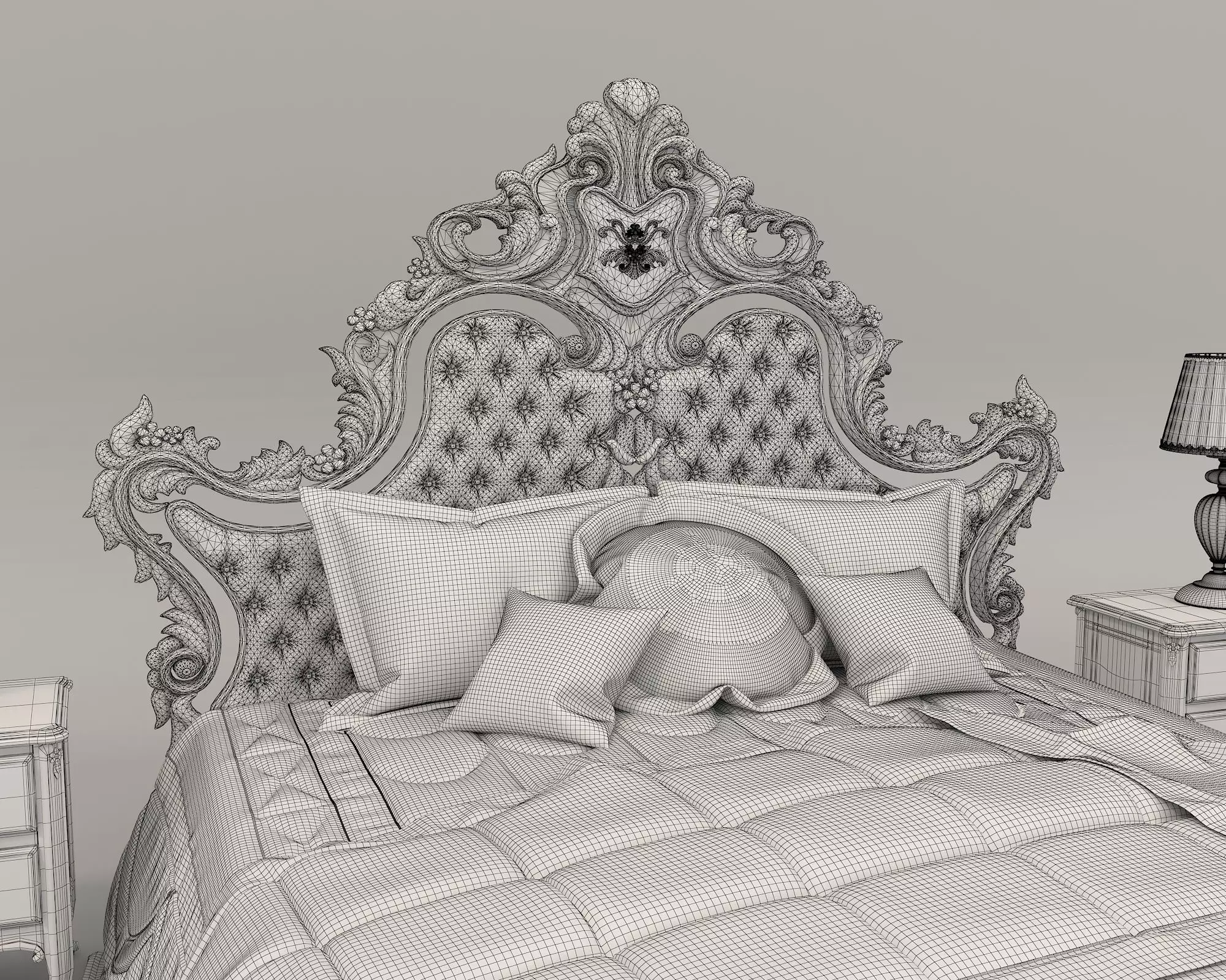 Classic European Style Bed Set 44 3D model_10