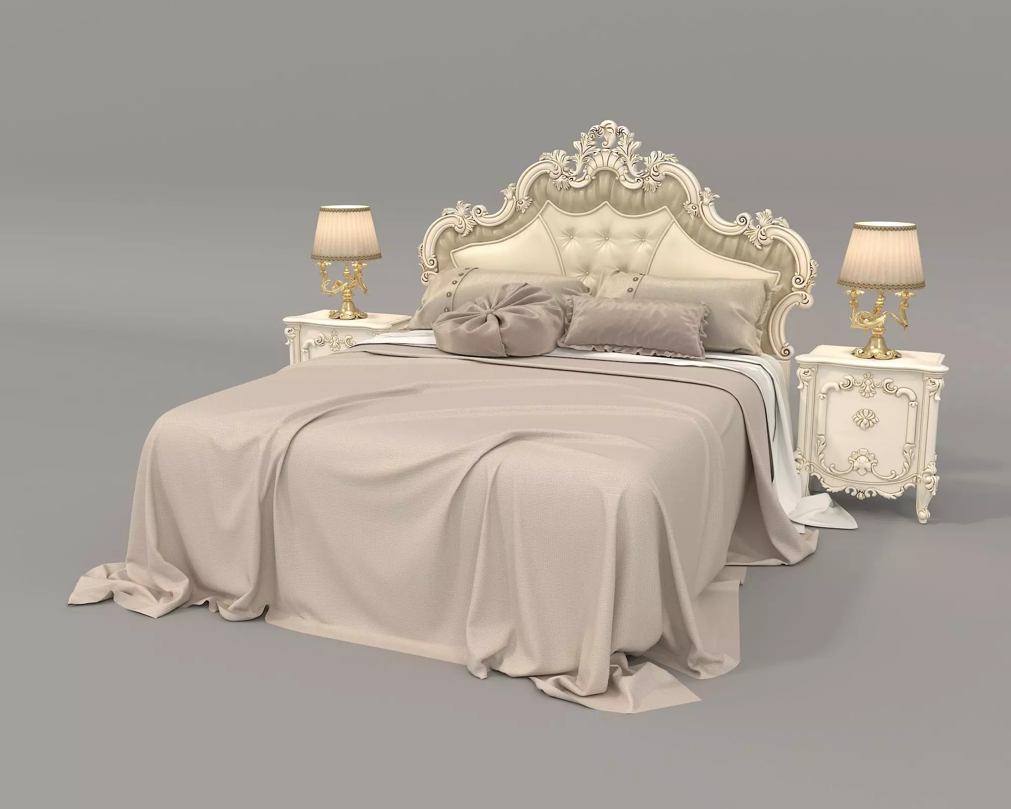 Classic European Style Bed Set 46 3D model_0