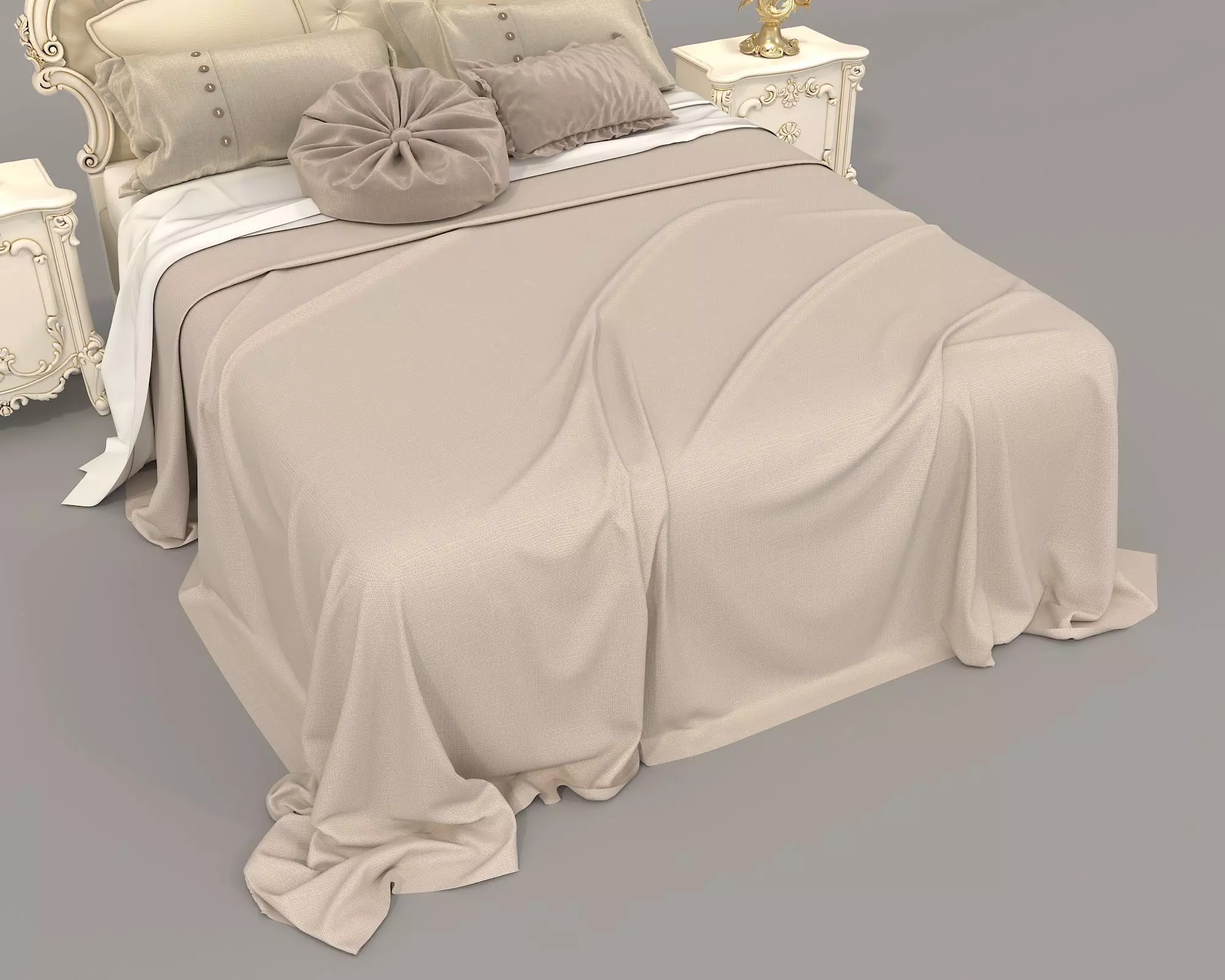 Classic European Style Bed Set 46 3D model_6