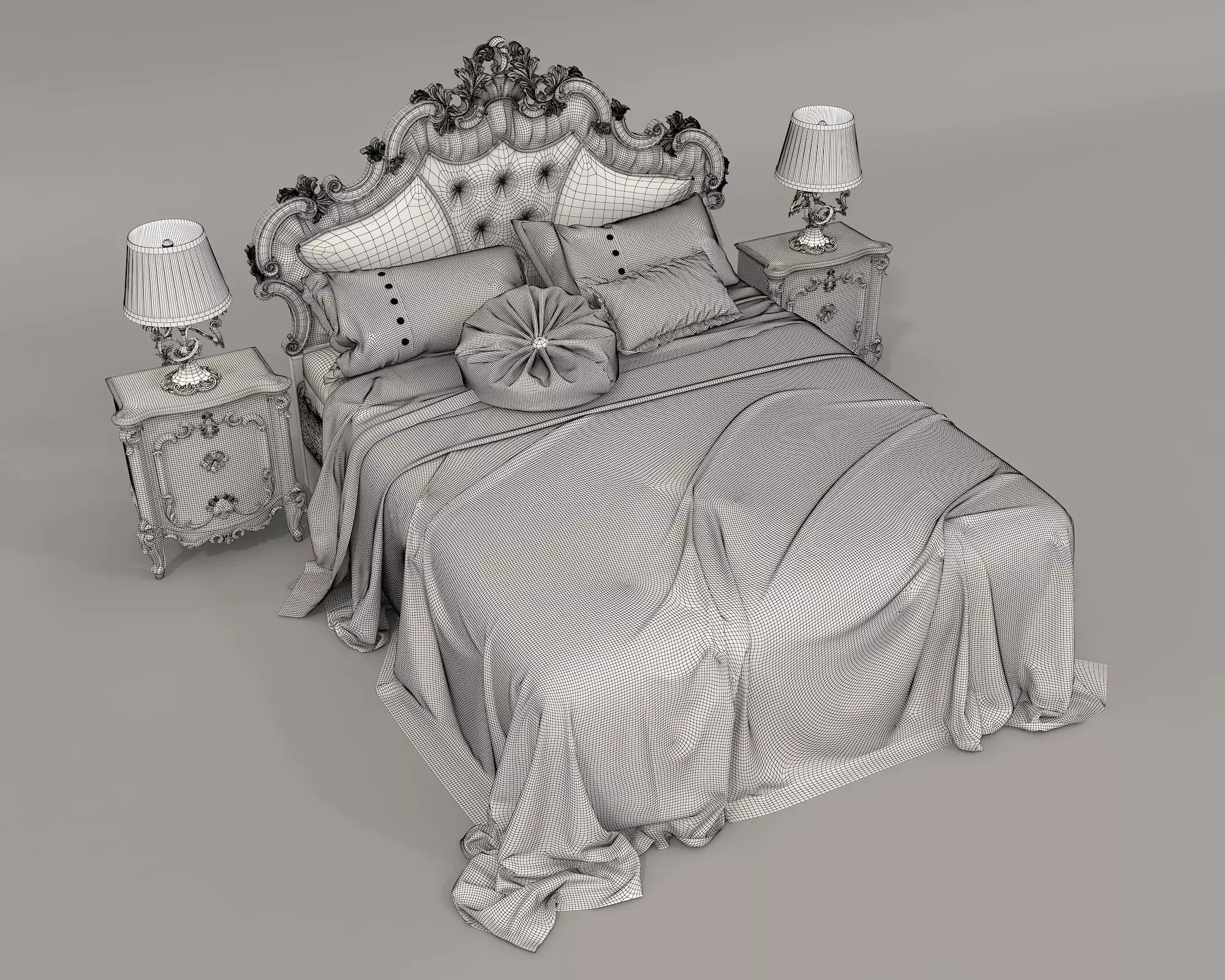 Classic European Style Bed Set 46 3D model_9