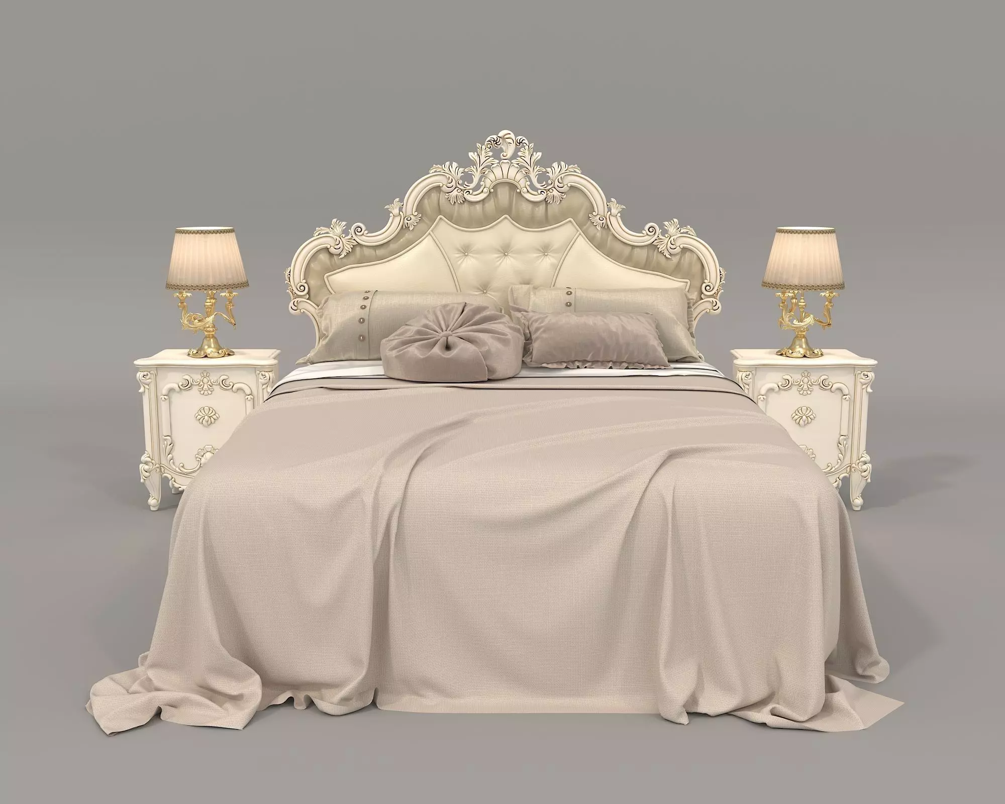 Classic European Style Bed Set 46 3D model_5