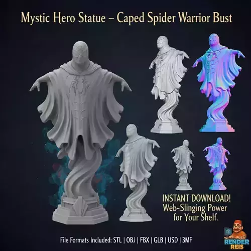 Mystic Hero Statue  Caped Spider Warrior Bust