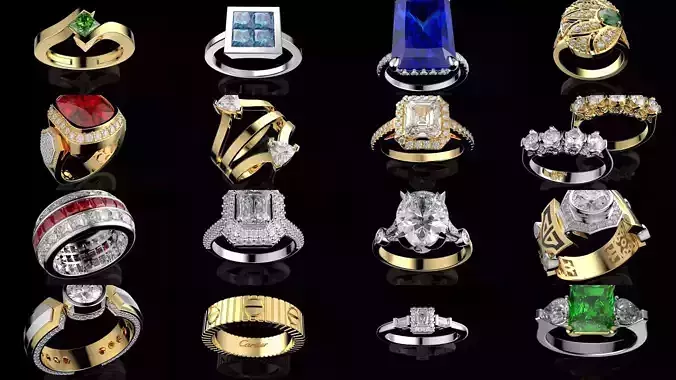 199 Luxury Mens and Womens Rings 3D Model Collection 