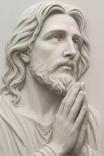 Jesus Christ Praying Rectangular Pendant 3D Model