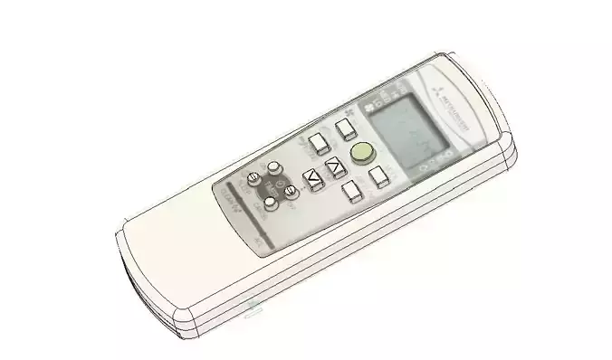 Mitsubishi AC Remote Realistic 3D Model STEP FBX OBJ F3D
