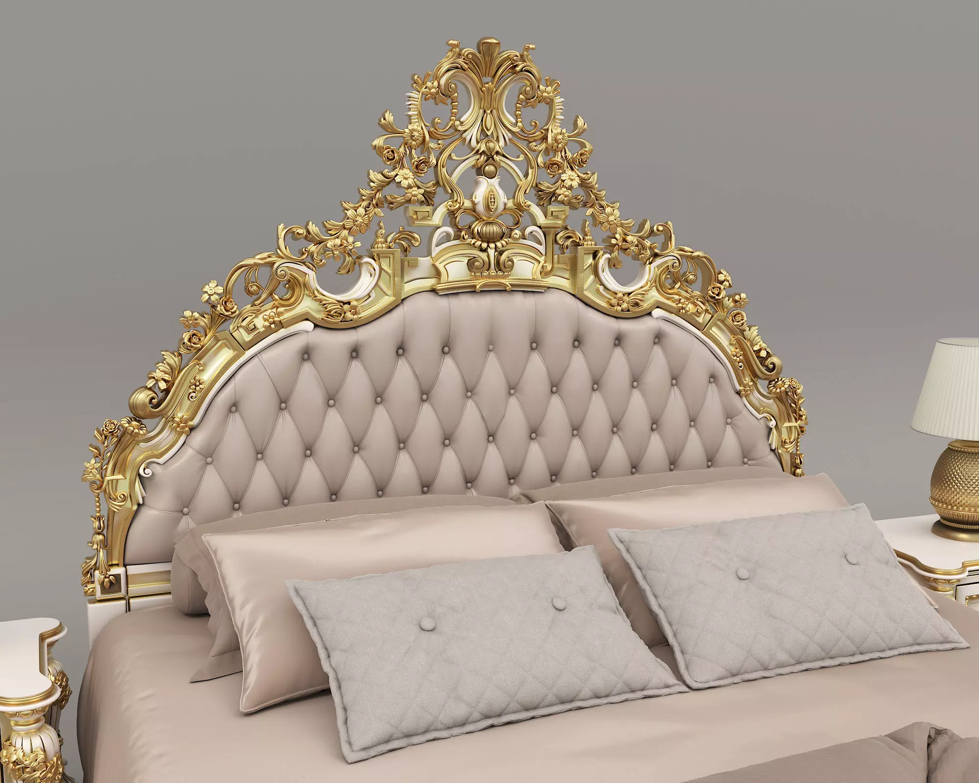 Classic European Style Bed Set 48 3D model_2