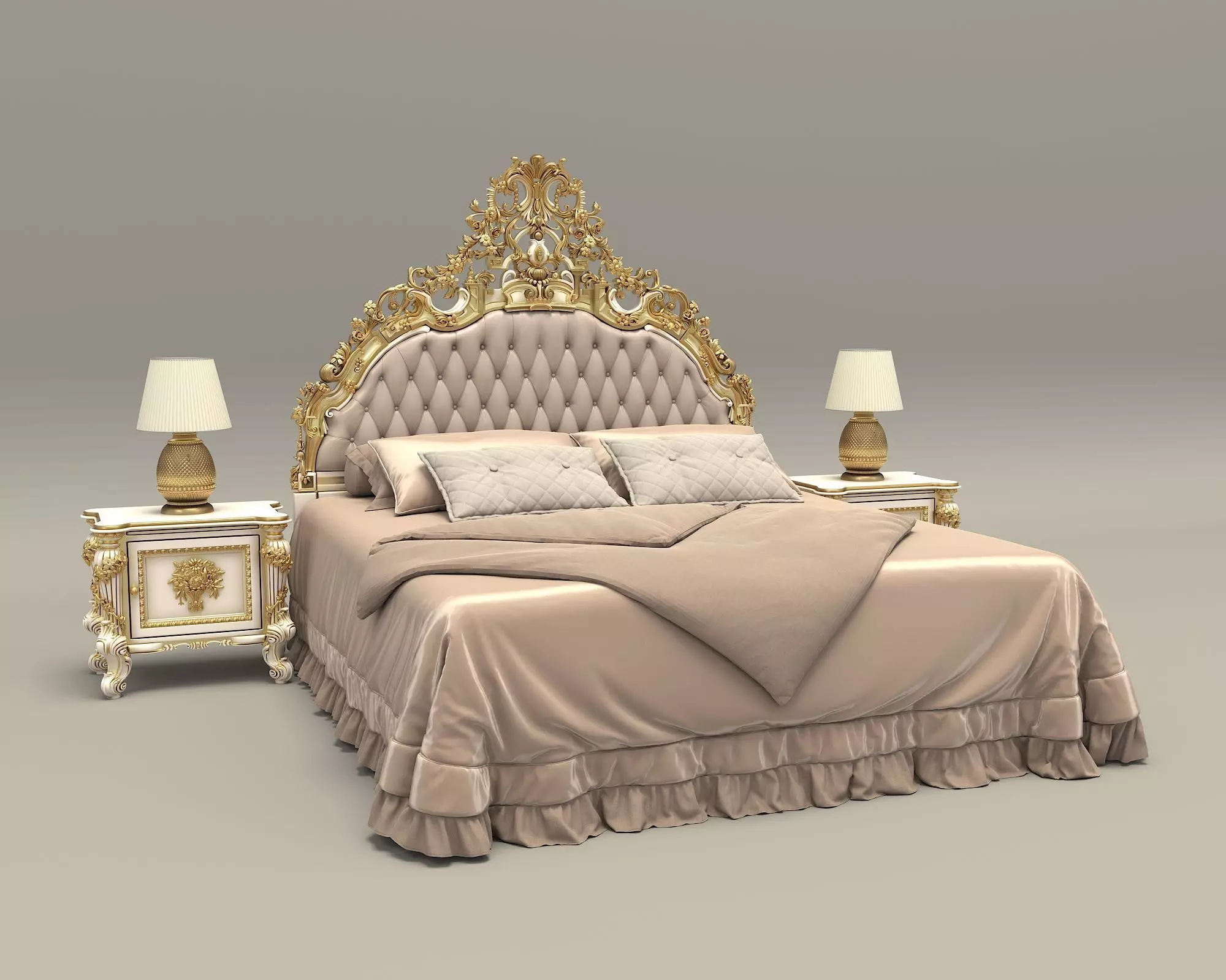 Classic European Style Bed Set 48 3D model_0