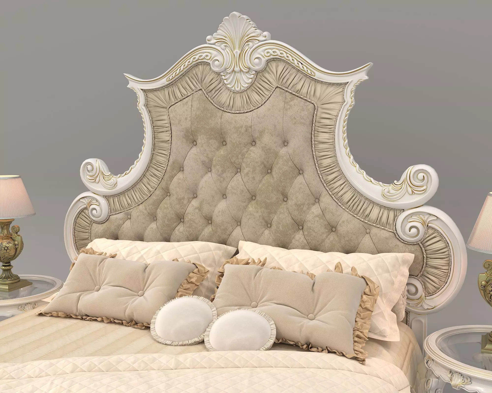 Classic European Style Bed Set 50 3D model_4