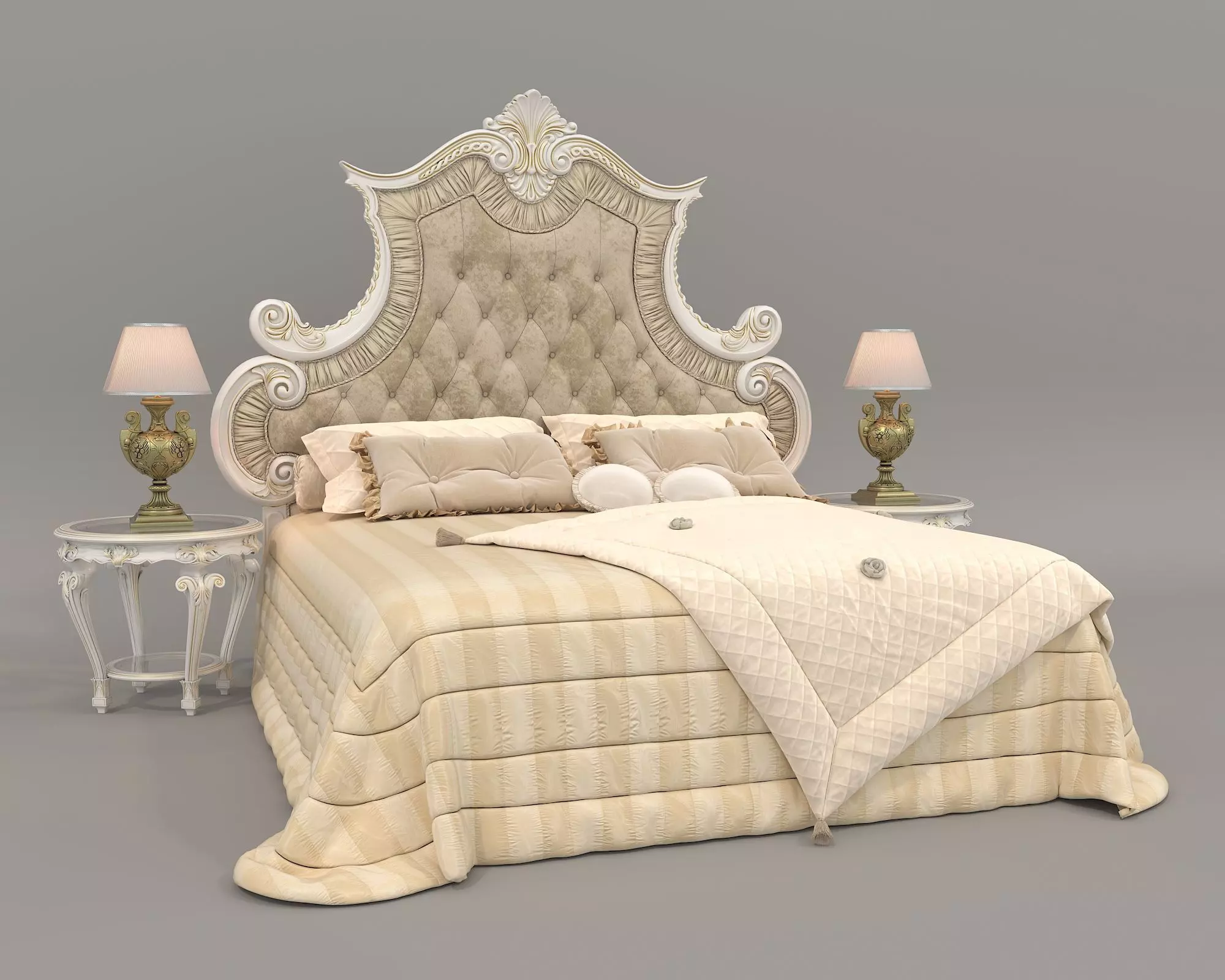 Classic European Style Bed Set 50 3D model_0