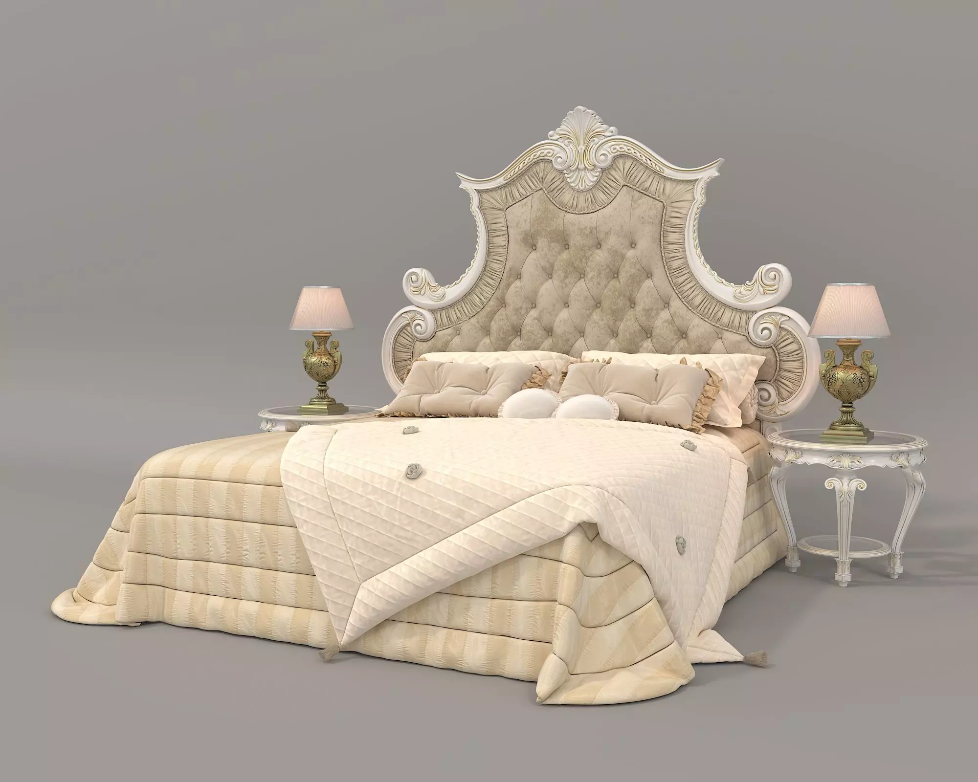 Classic European Style Bed Set 50 3D model_5