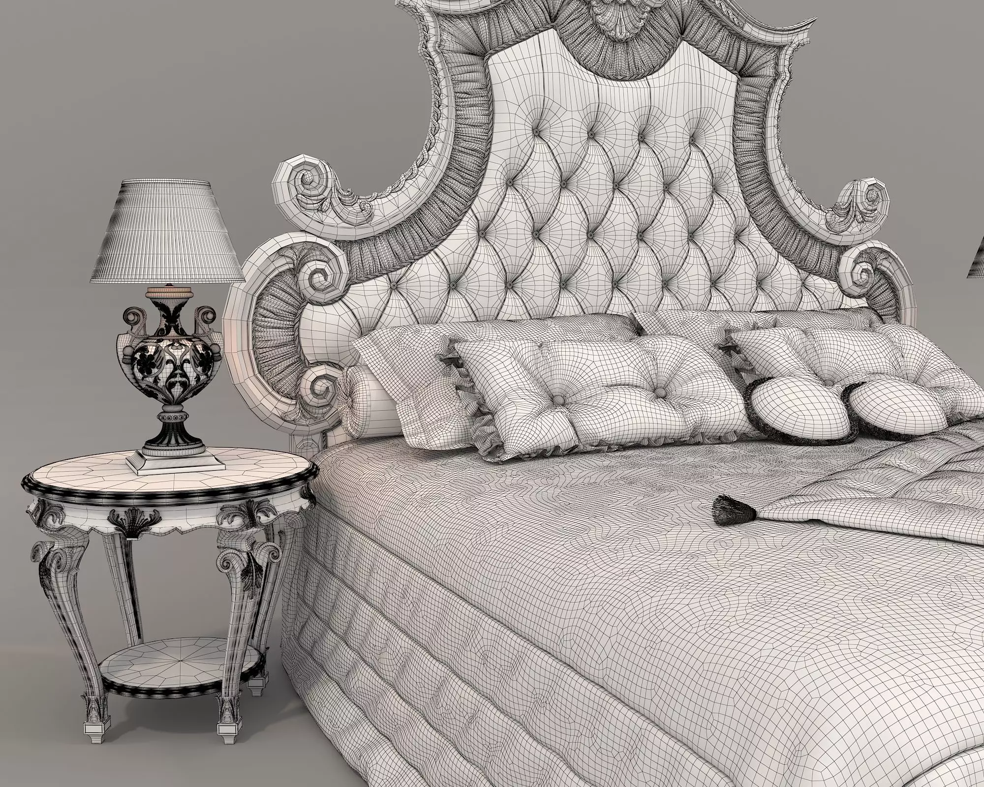 Classic European Style Bed Set 50 3D model_10