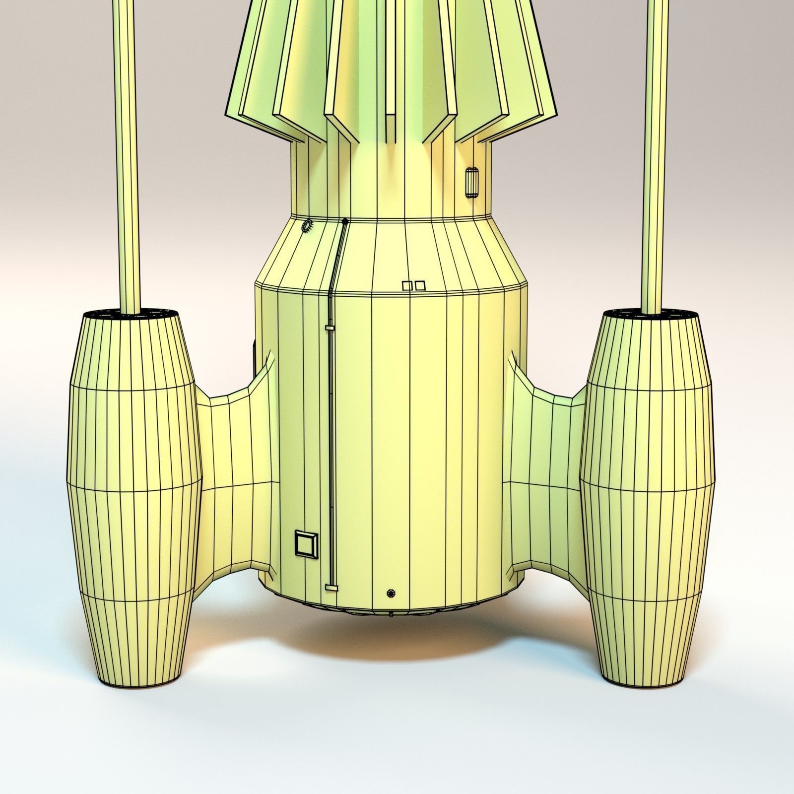 Thunderbird orange rocket with number Low-poly 3D model_14