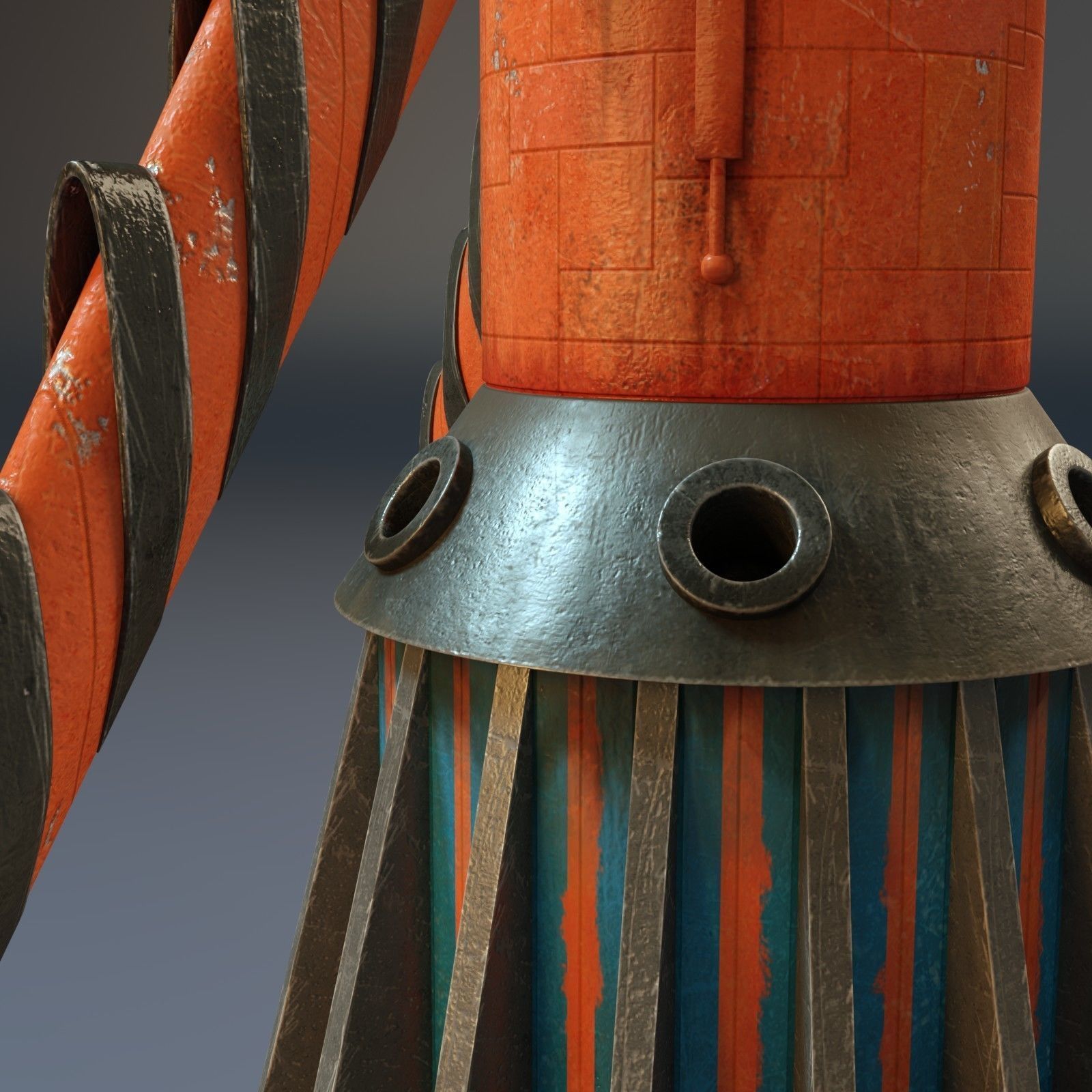 Thunderbird orange rocket with number Low-poly 3D model_10