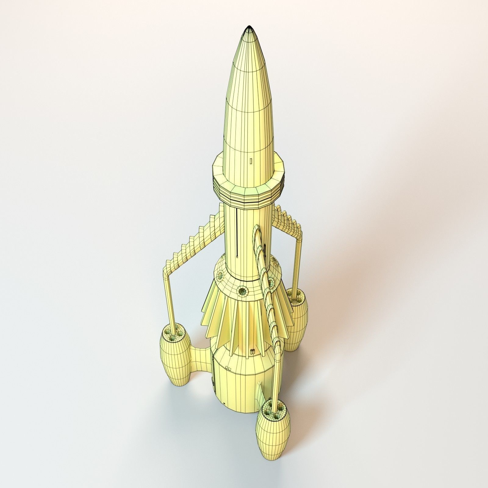 Thunderbird orange rocket with number Low-poly 3D model_15
