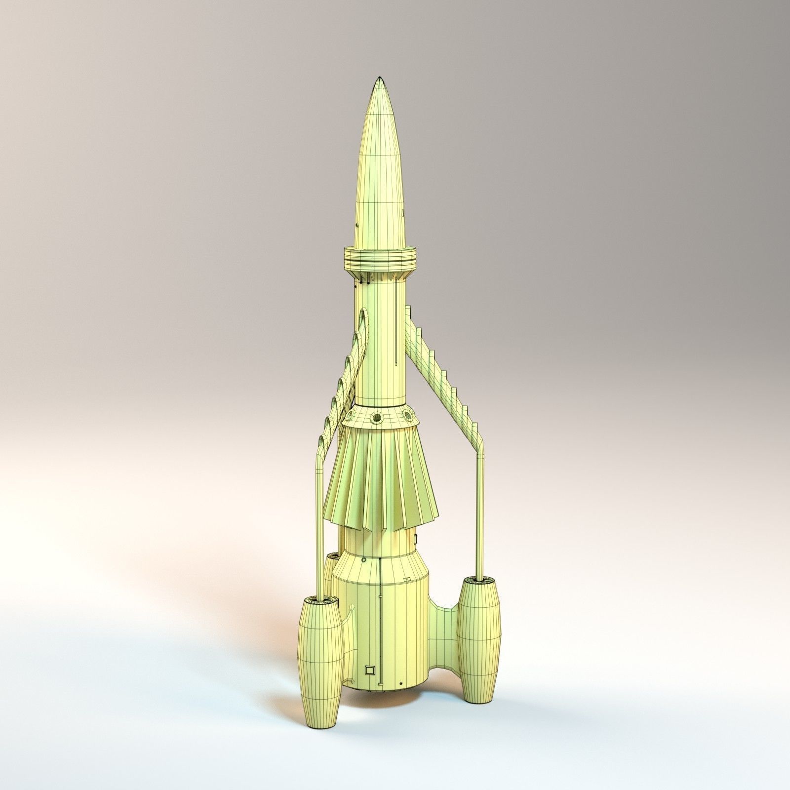 Thunderbird orange rocket with number Low-poly 3D model_12