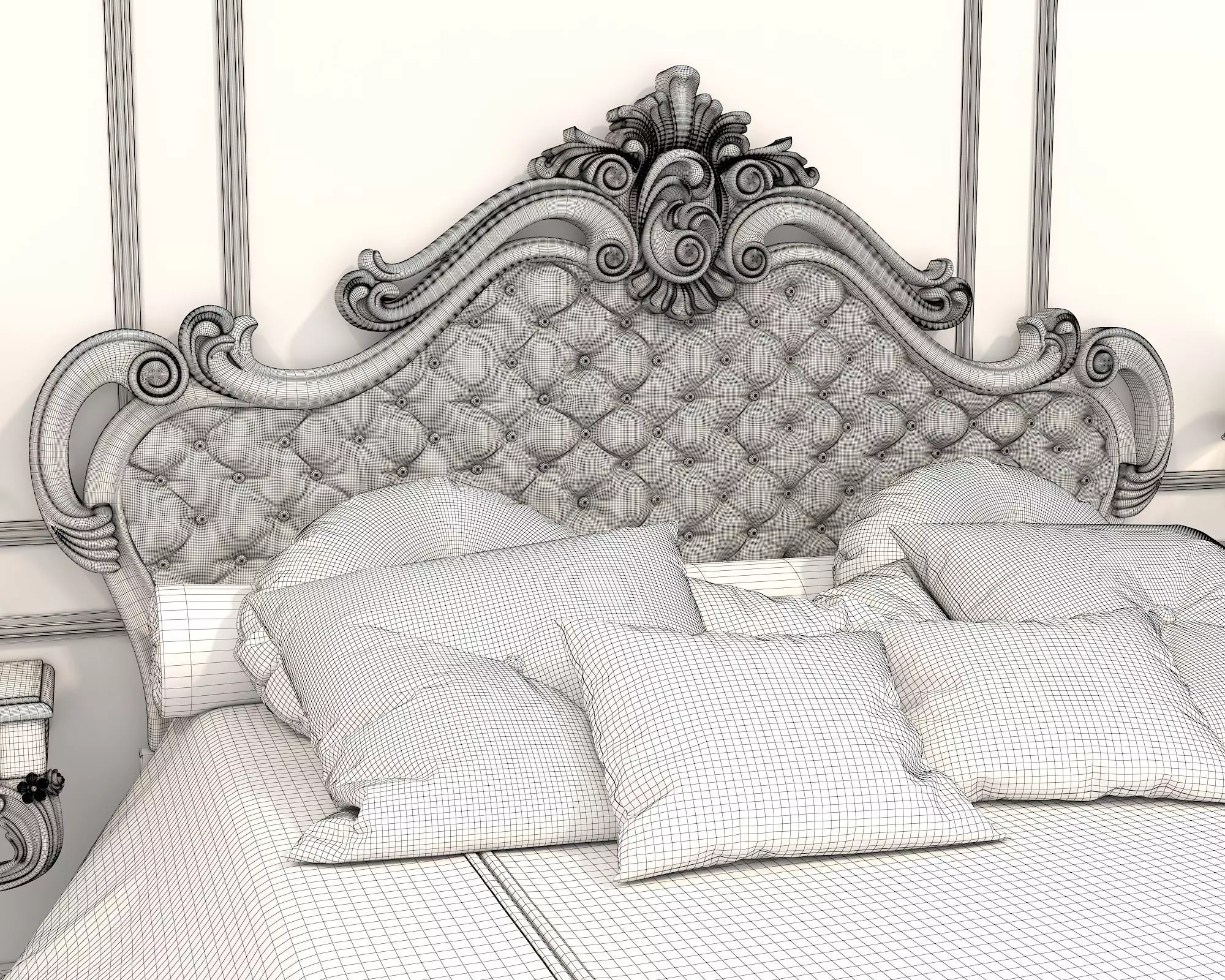 Classic European Style Bed Set 52 3D model_10
