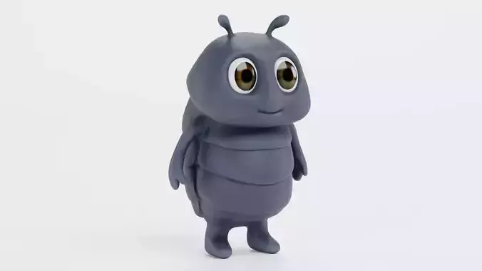Stylized Cartoon Pill-bug Character - Rigged