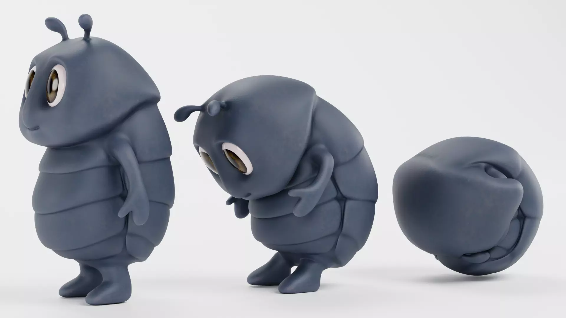 Stylized Cartoon Pill-bug Character - Rigged 3D model_3