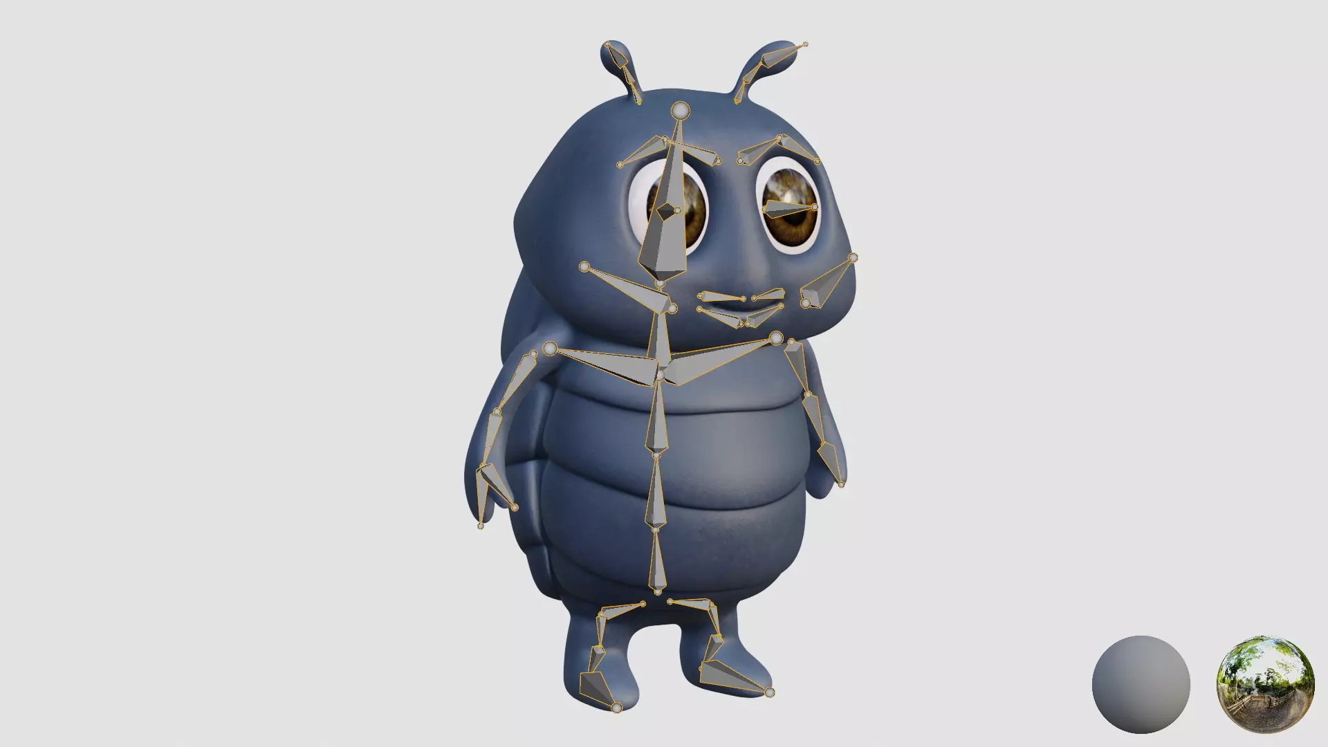 Stylized Cartoon Pill-bug Character - Rigged 3D model_18