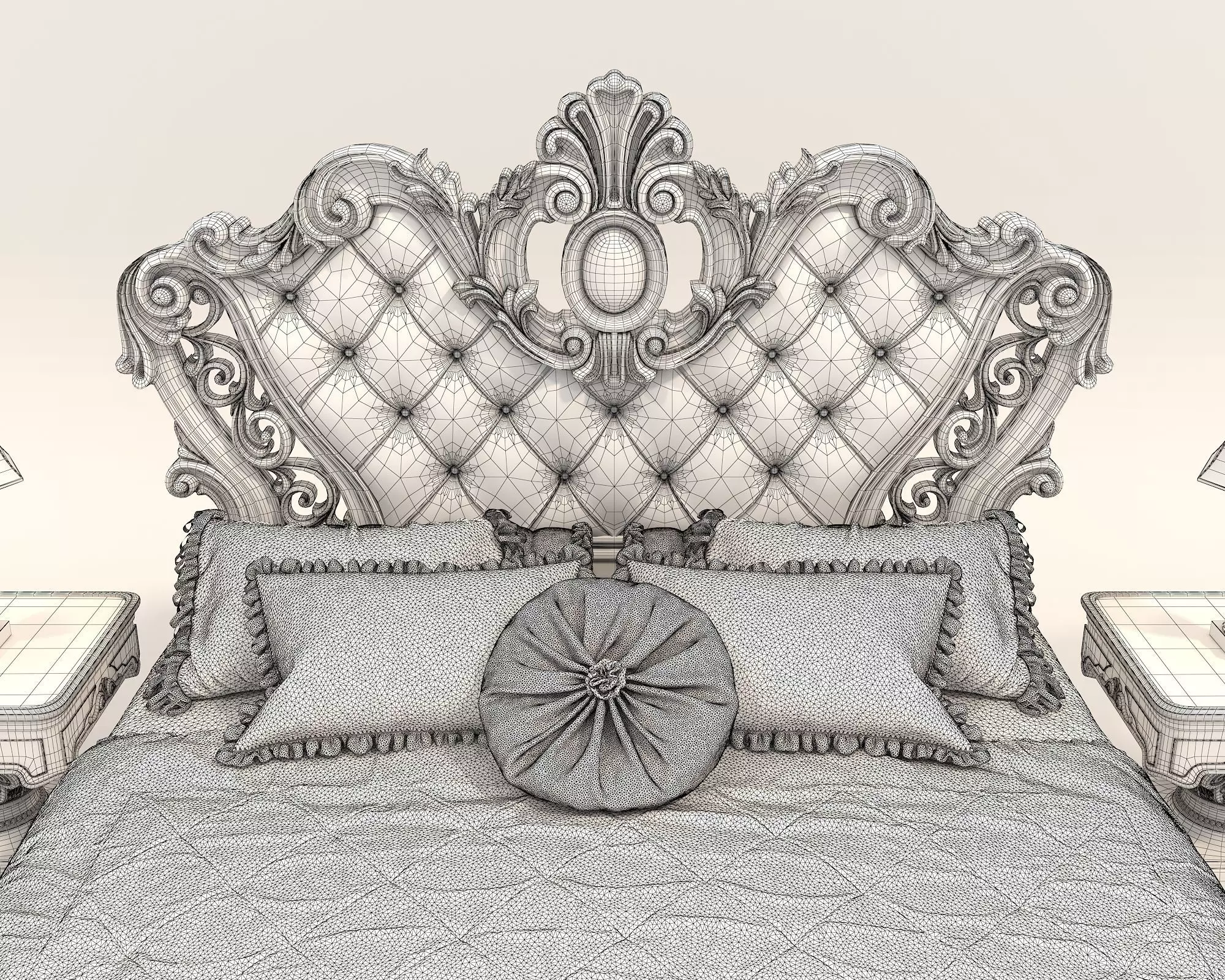 Classic European Style Bed Set 53 3D model_9