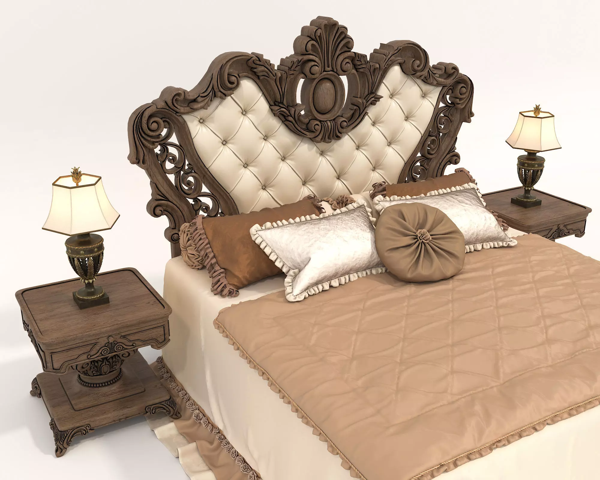 Classic European Style Bed Set 53 3D model_5