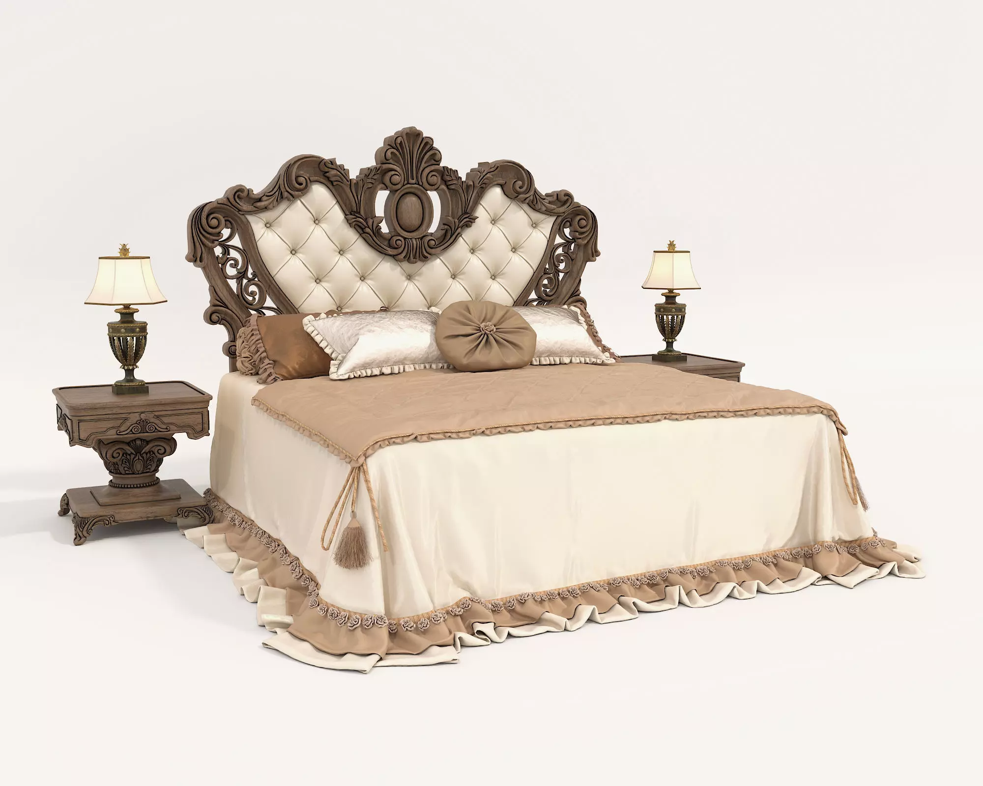 Classic European Style Bed Set 53 3D model_0