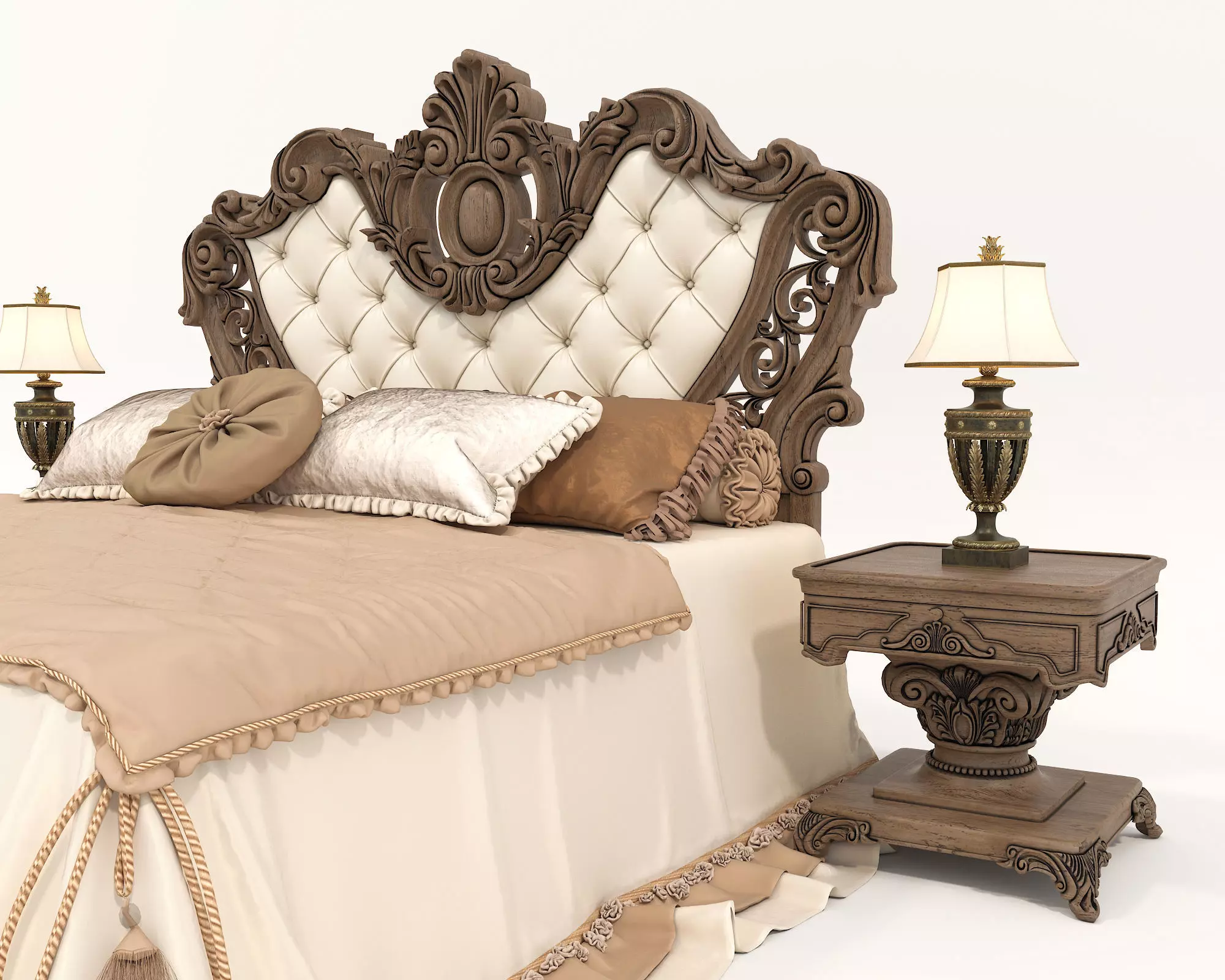 Classic European Style Bed Set 53 3D model_3