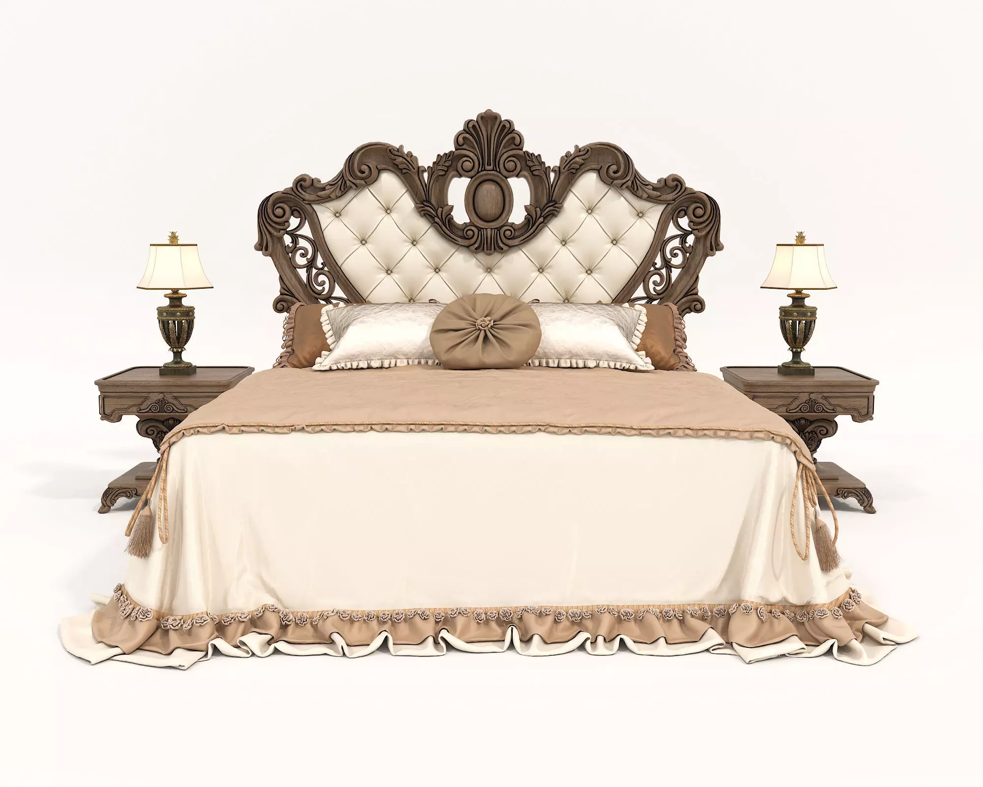 Classic European Style Bed Set 53 3D model_4