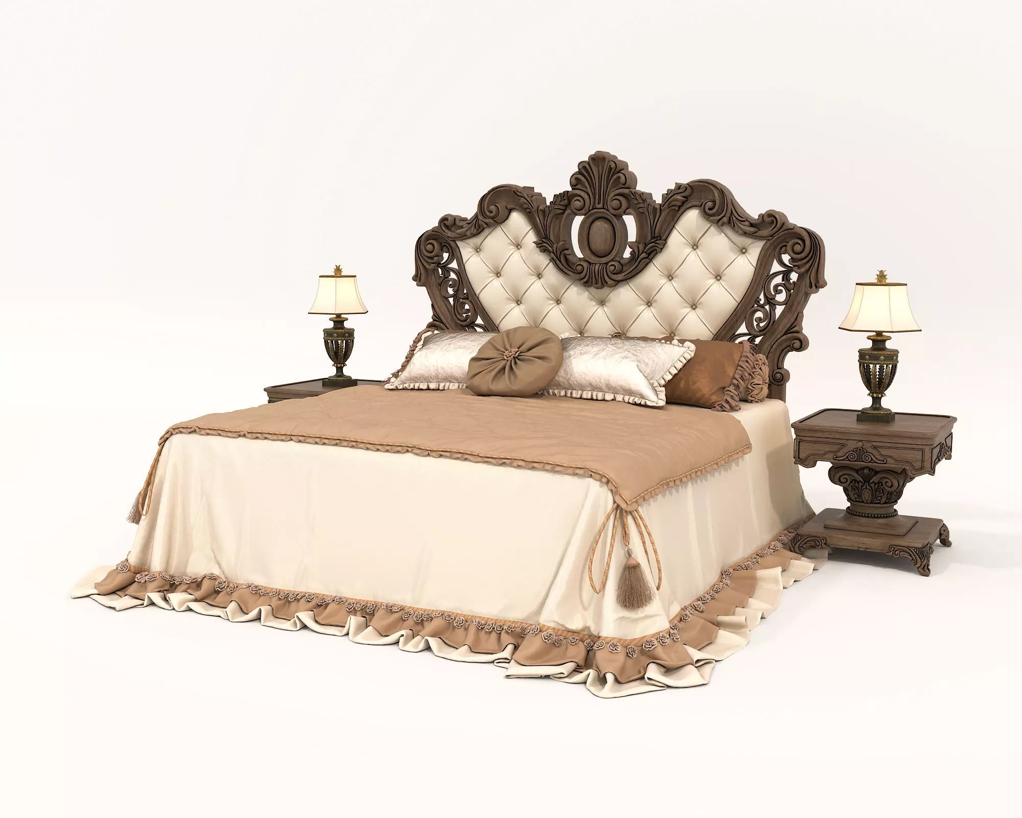 Classic European Style Bed Set 53 3D model_2