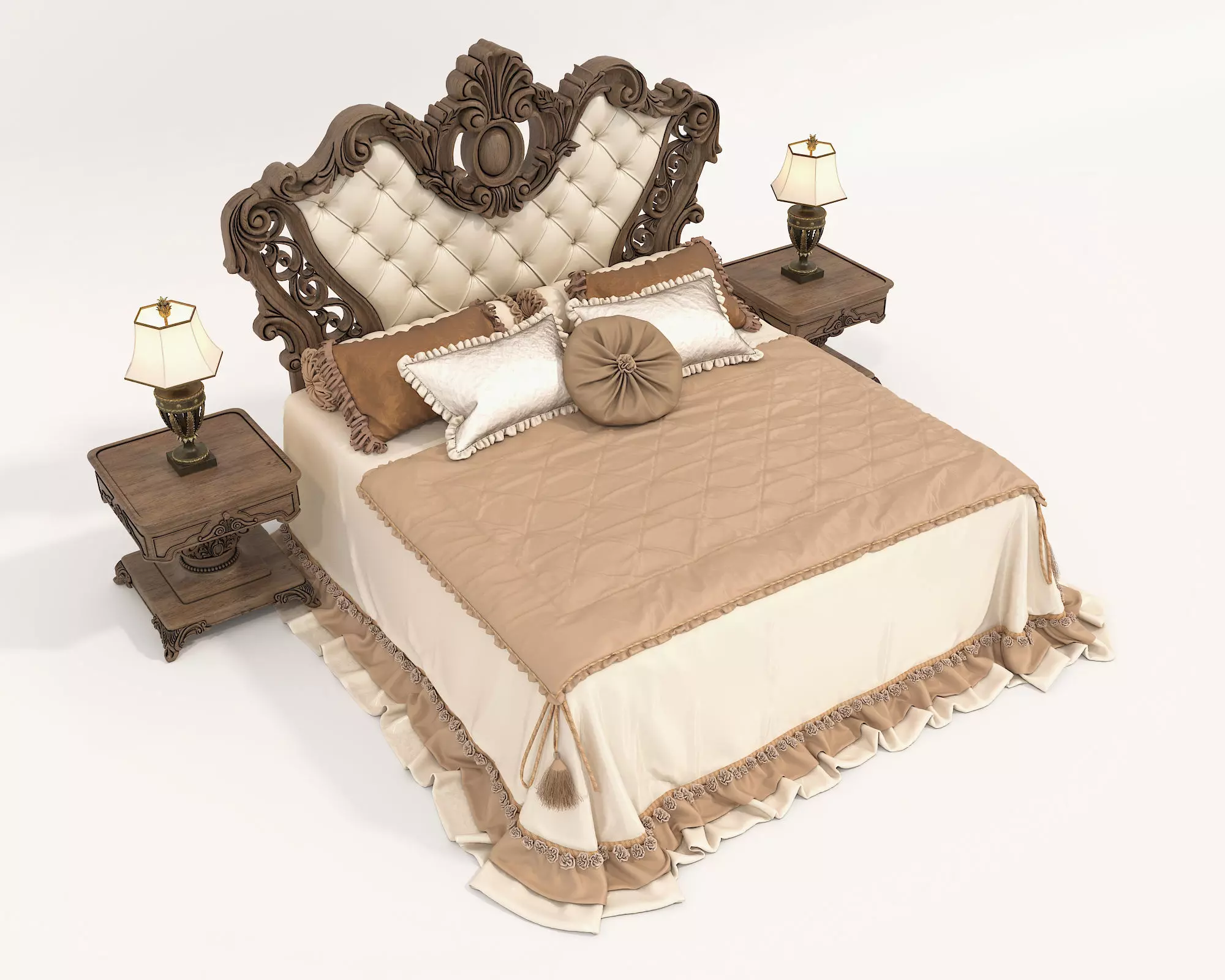 Classic European Style Bed Set 53 3D model_1