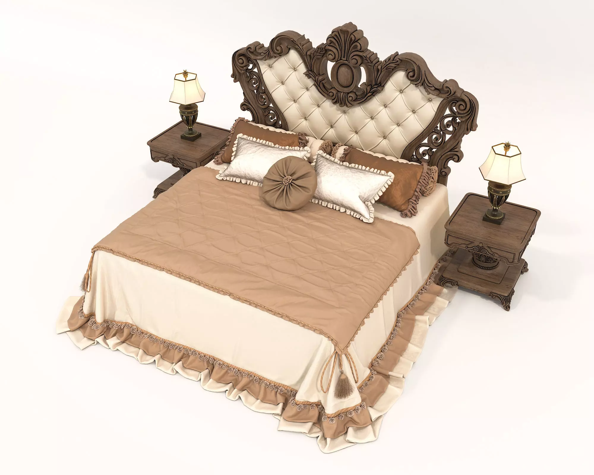 Classic European Style Bed Set 53 3D model_6