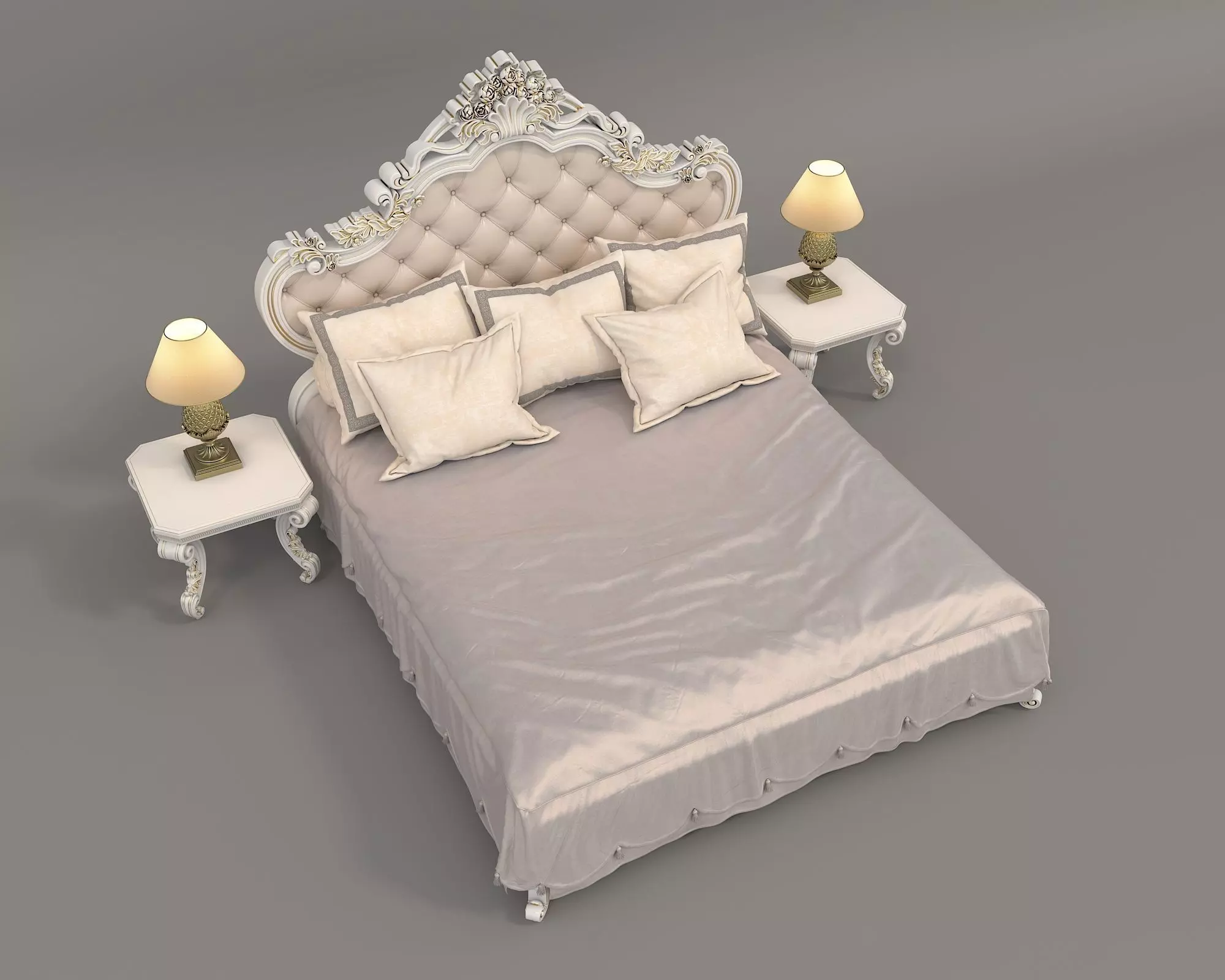 Classic European Style Bed Set 55 3D model_6