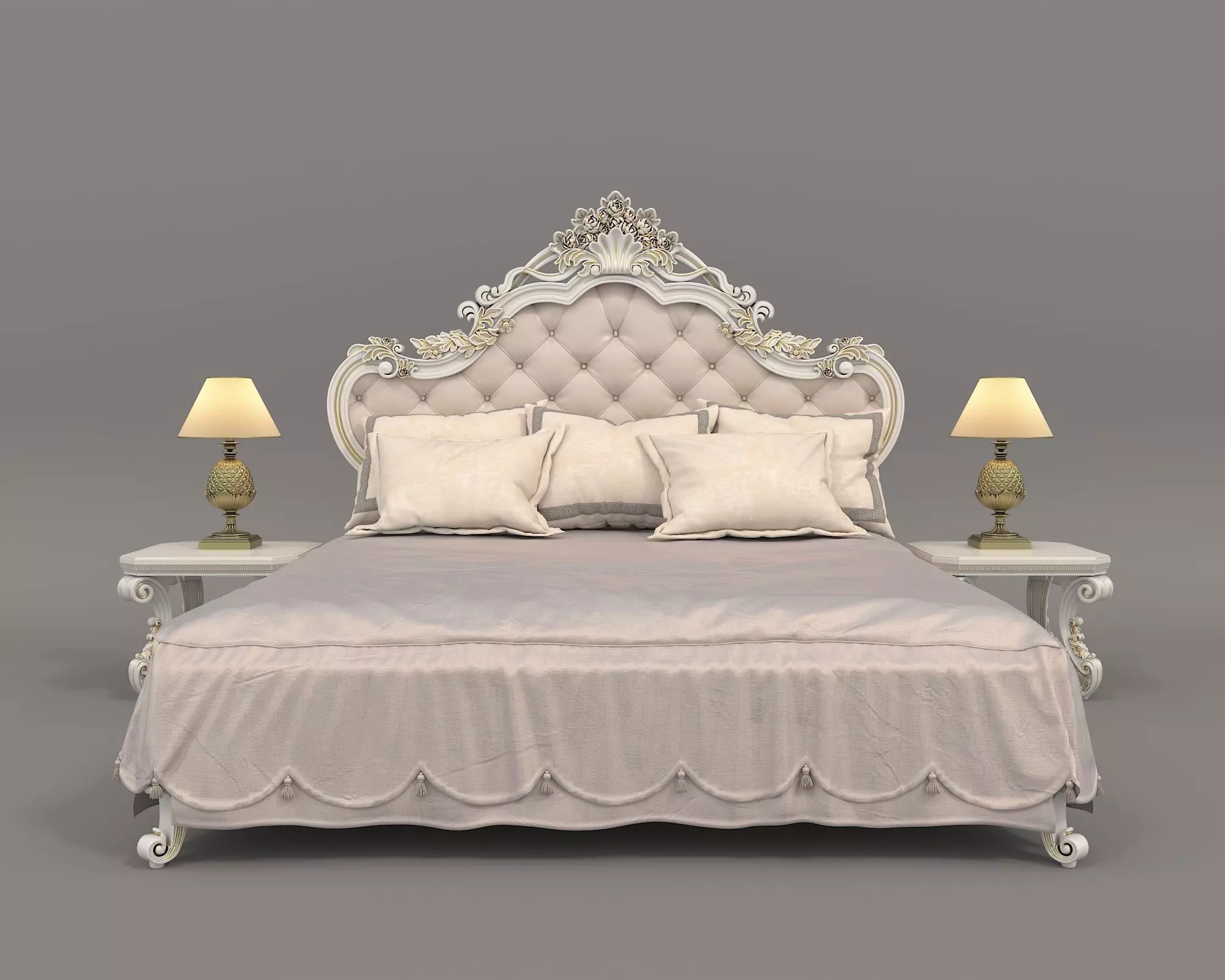 Classic European Style Bed Set 55 3D model_1
