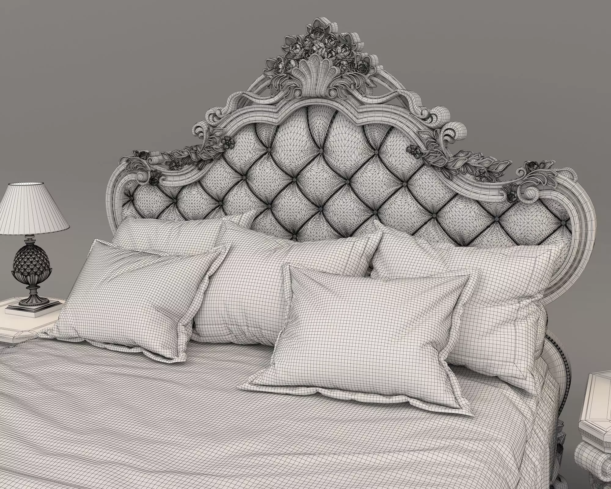 Classic European Style Bed Set 55 3D model_9