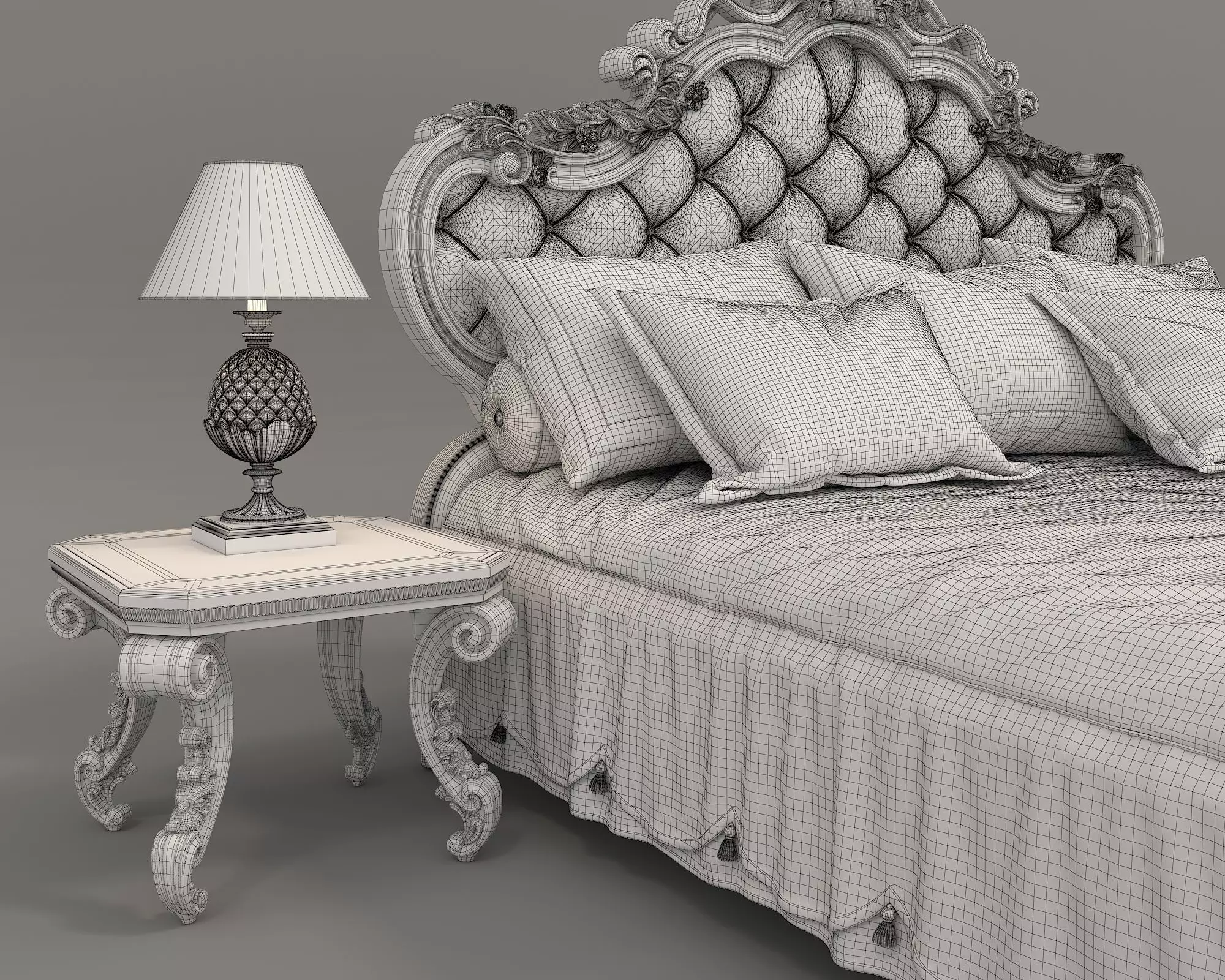 Classic European Style Bed Set 55 3D model_10