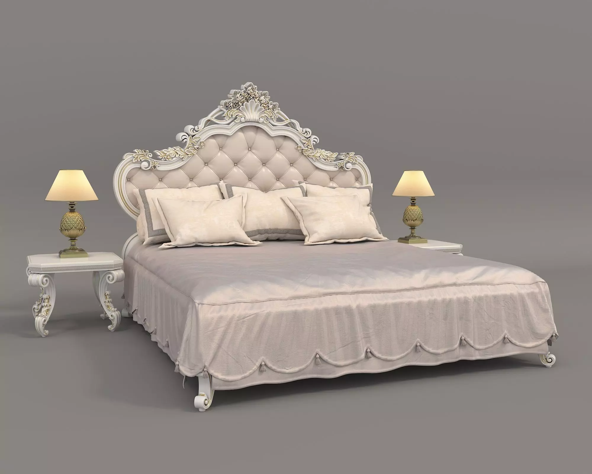 Classic European Style Bed Set 55 3D model_0