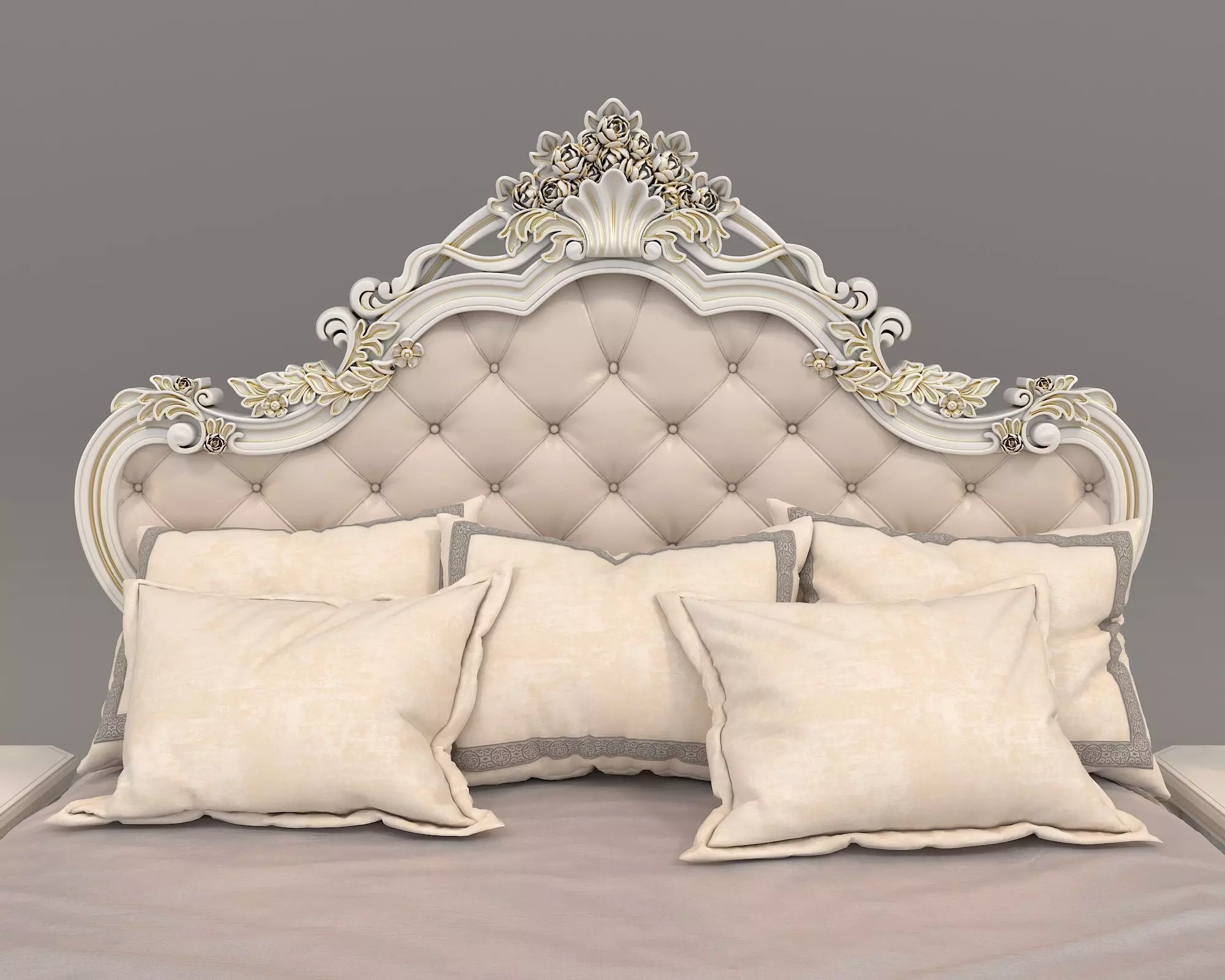 Classic European Style Bed Set 55 3D model_4