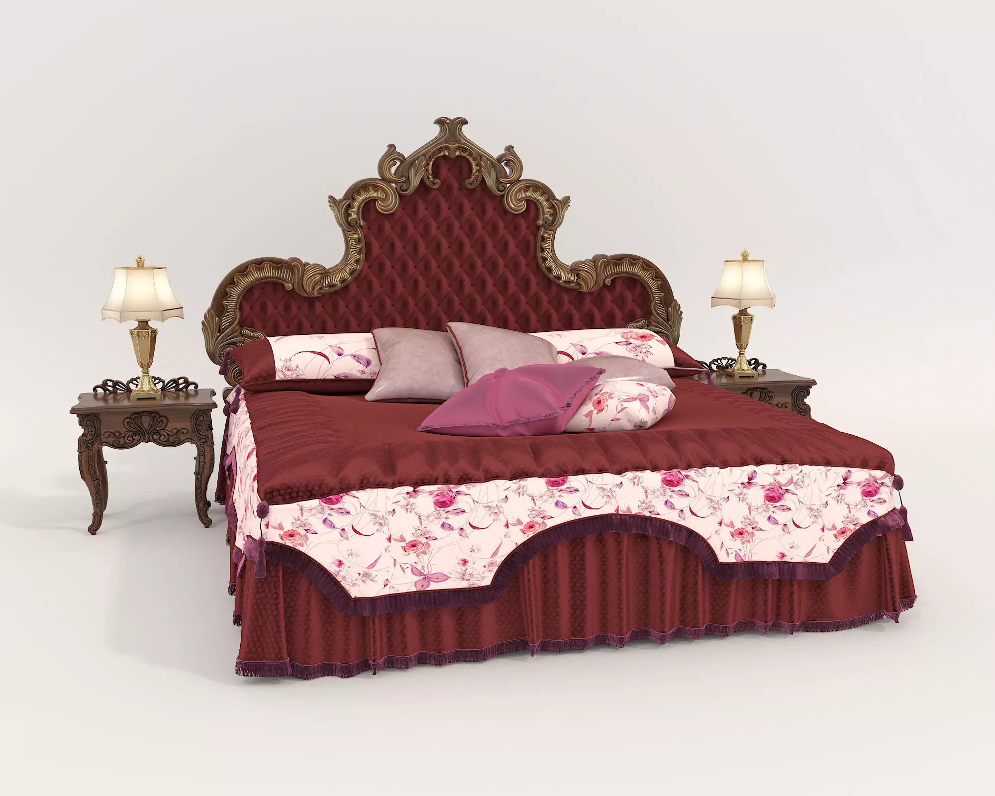 Classic European Style Bed Set 56 3D model_0