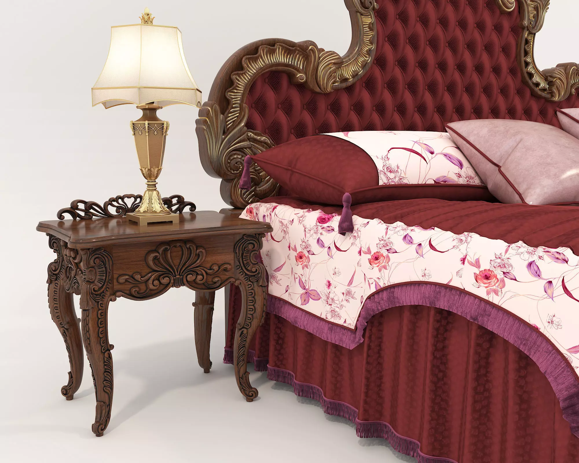 Classic European Style Bed Set 56 3D model_6