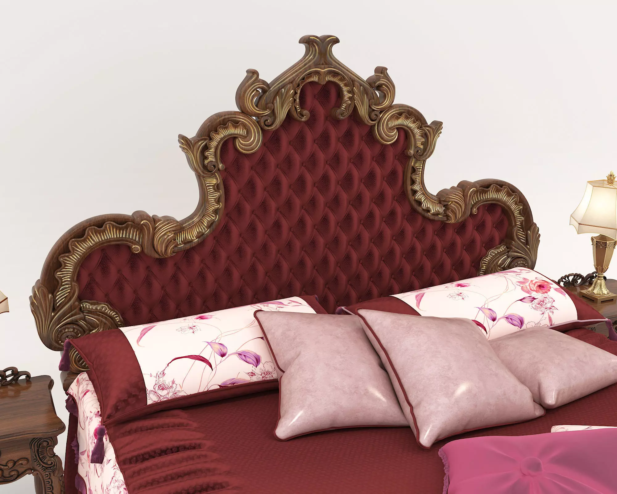 Classic European Style Bed Set 56 3D model_5