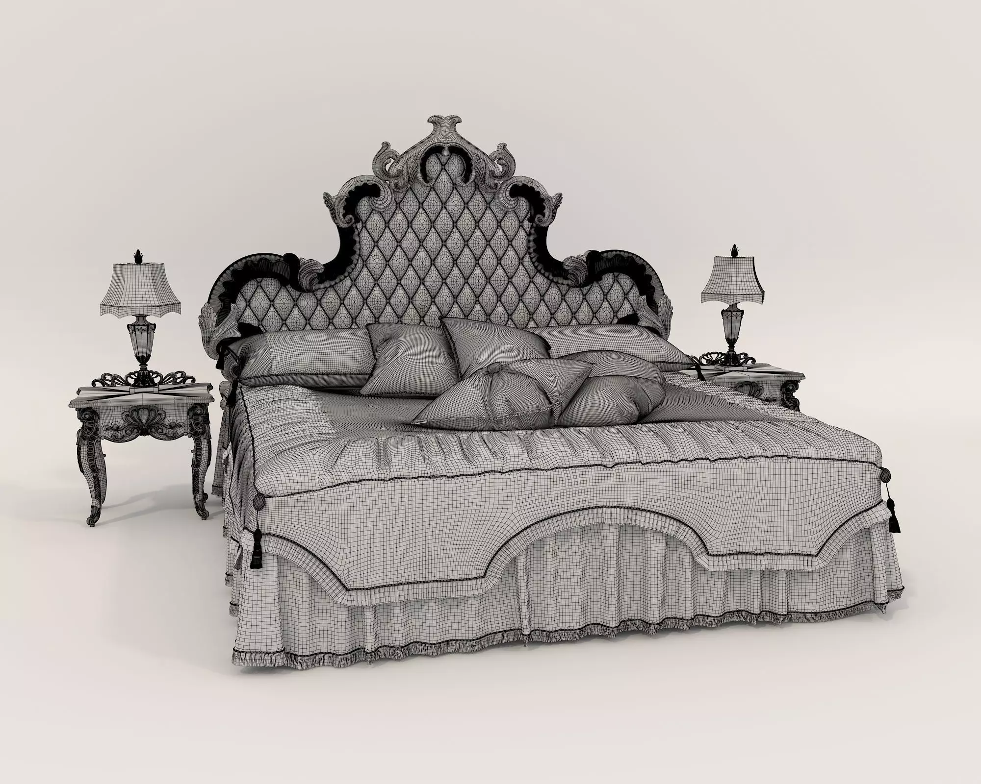 Classic European Style Bed Set 56 3D model_8