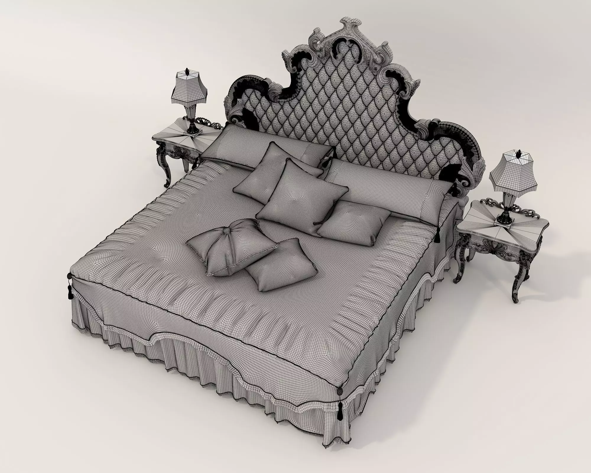 Classic European Style Bed Set 56 3D model_9