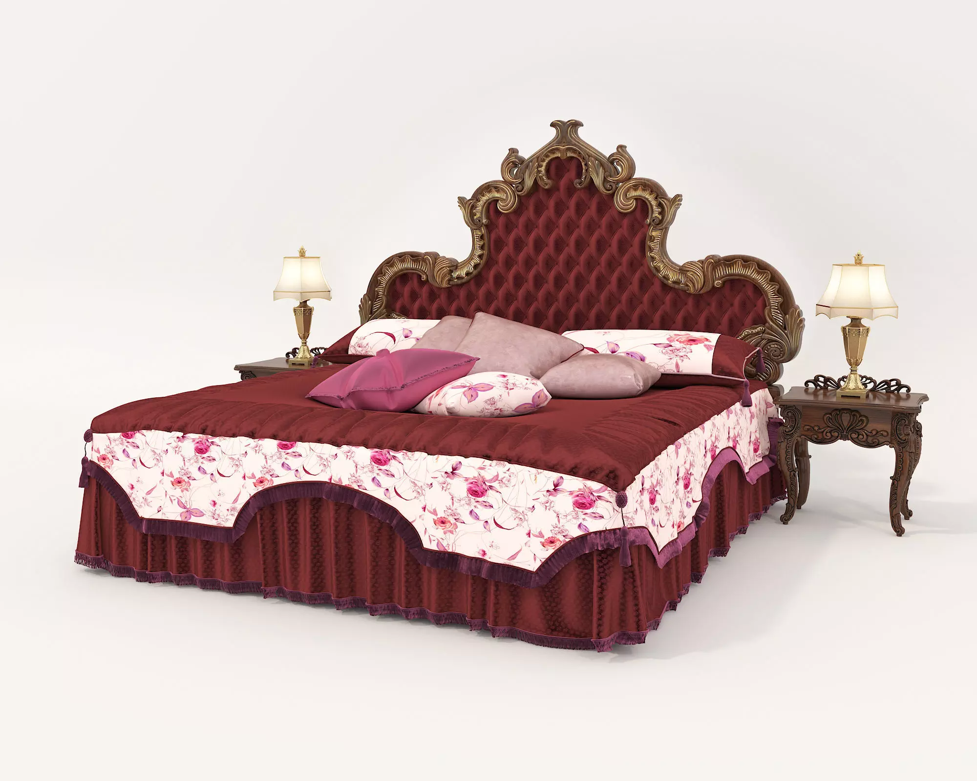 Classic European Style Bed Set 56 3D model_7