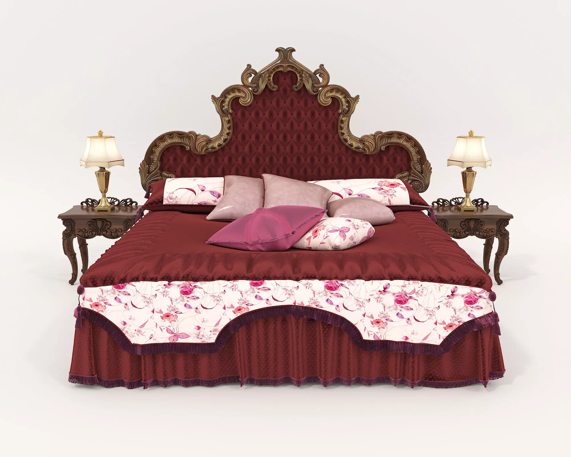Classic European Style Bed Set 56 3D model_1