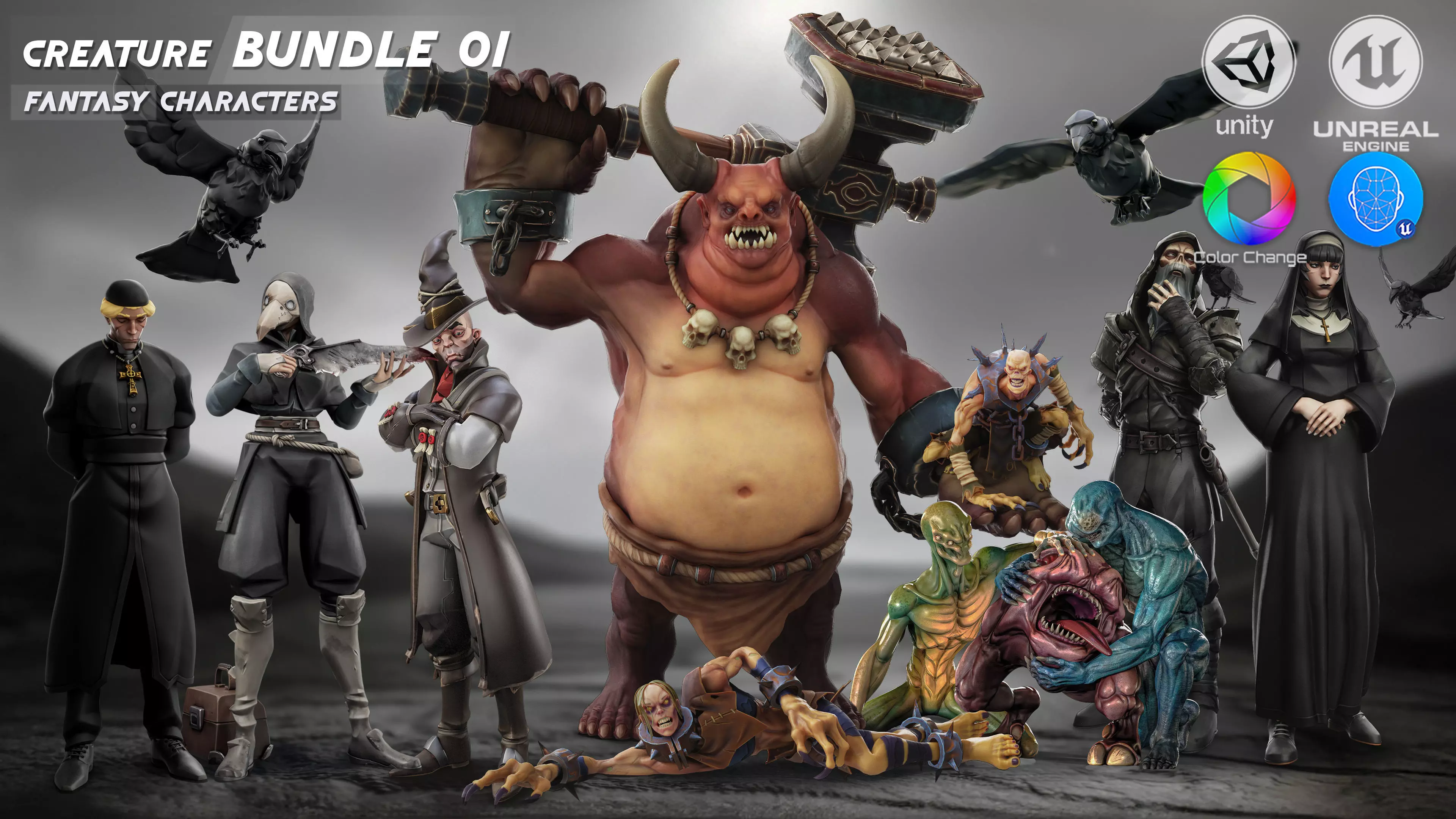 12 in 1 Mega Bundle - Stylized Fantasy Creature - Part 2 - 78 Low-poly 3D model_7